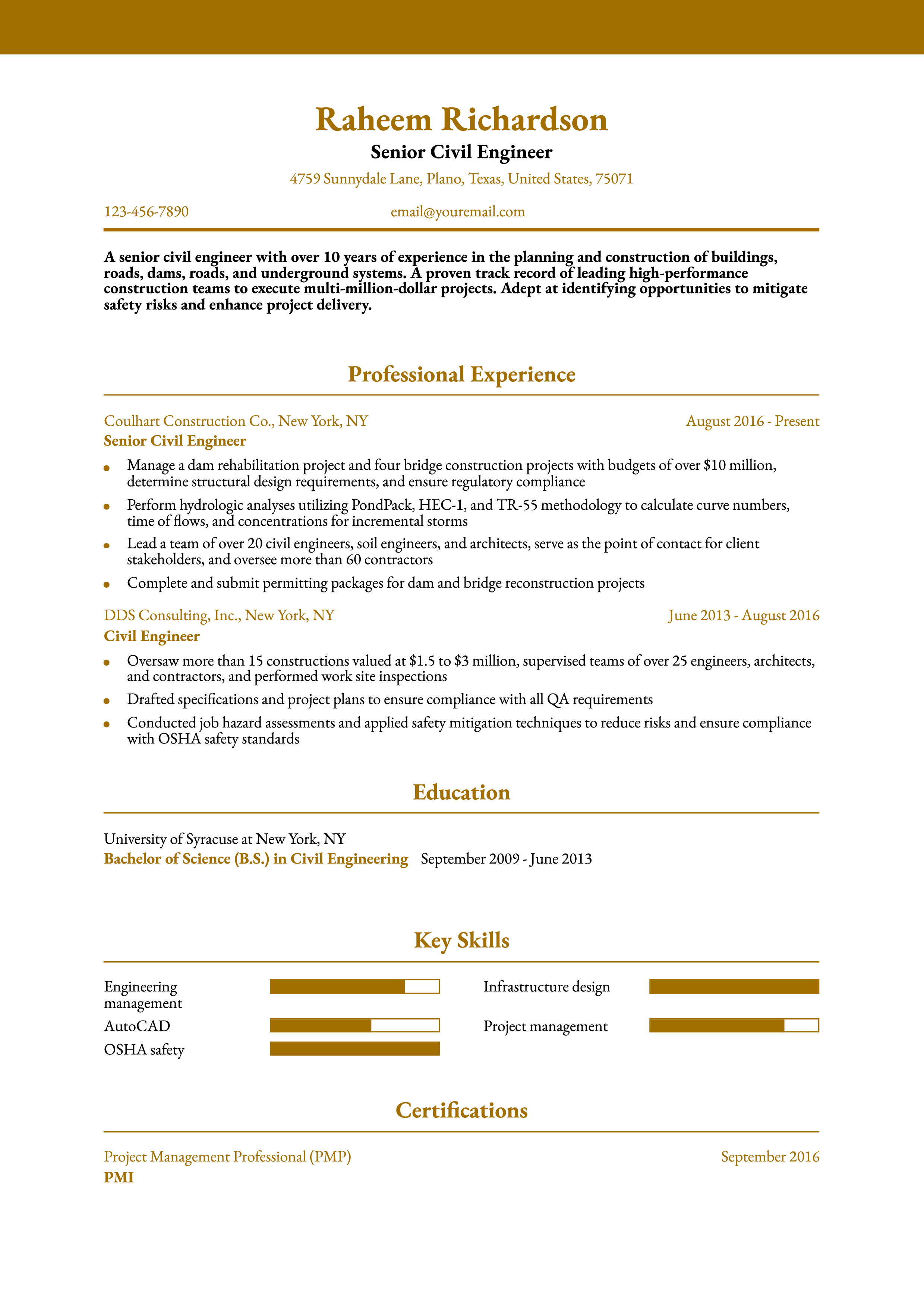 Civil Engineering - Senior-Level
