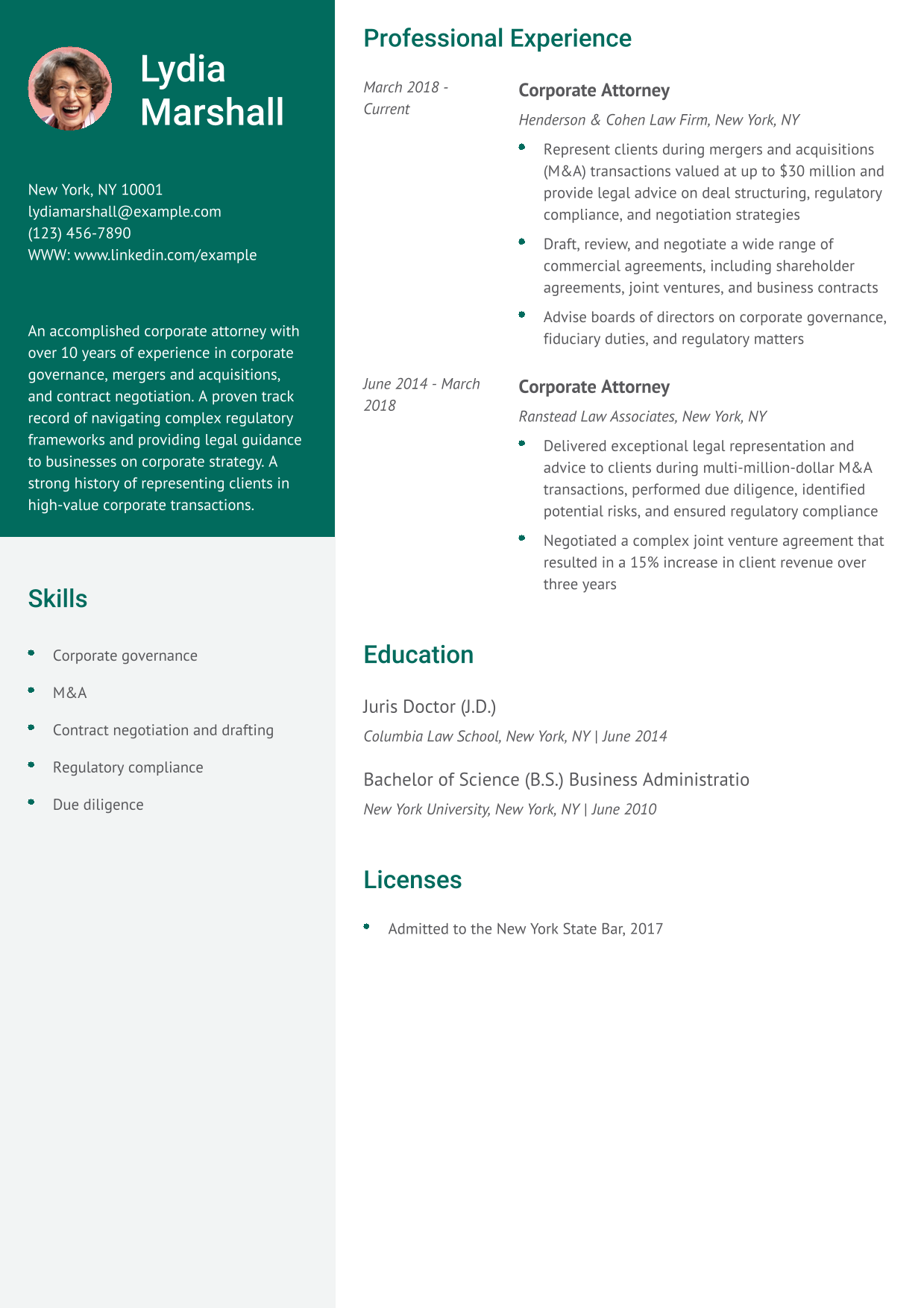 Corporate Attorney Resume Example Banner Image Png