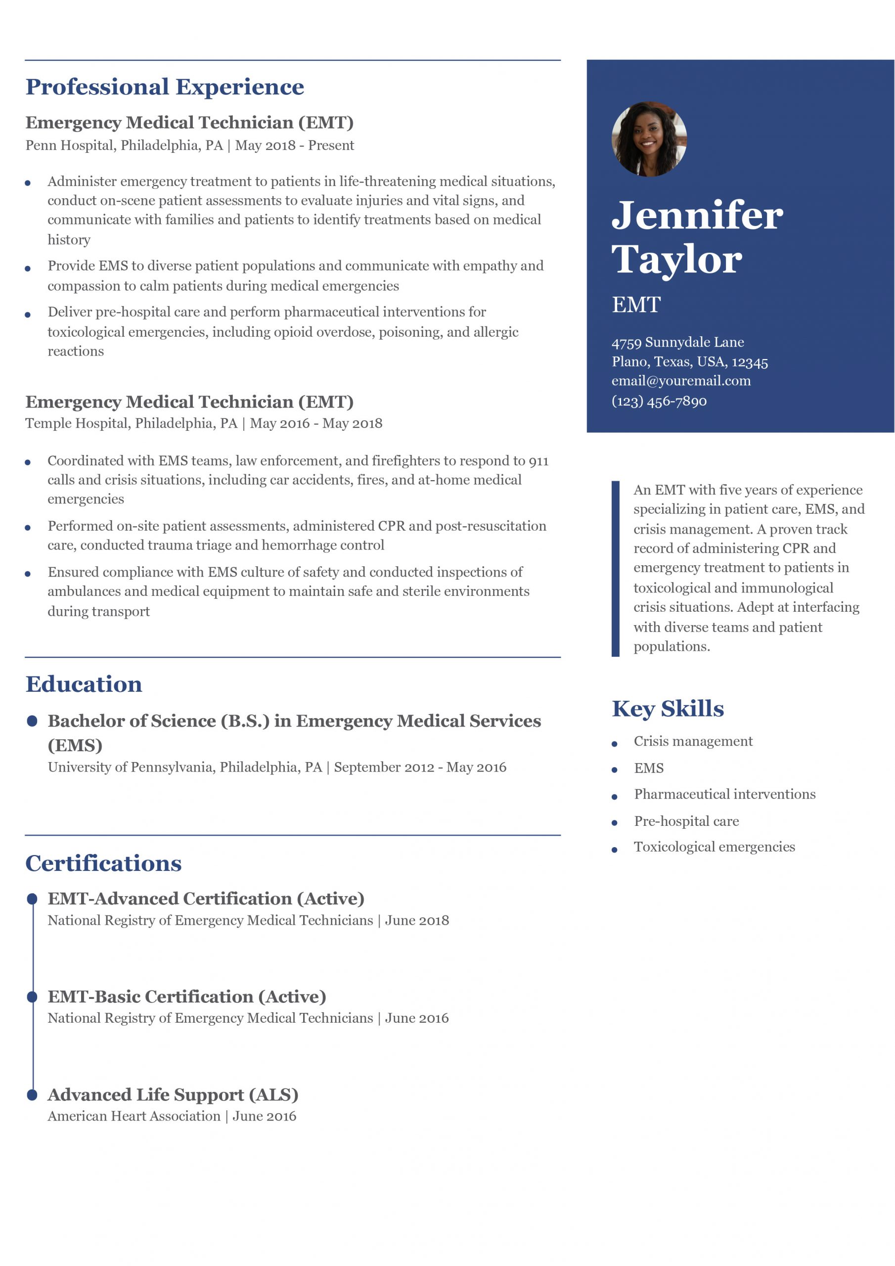 EMT Resume Examples and Templates for 2025
