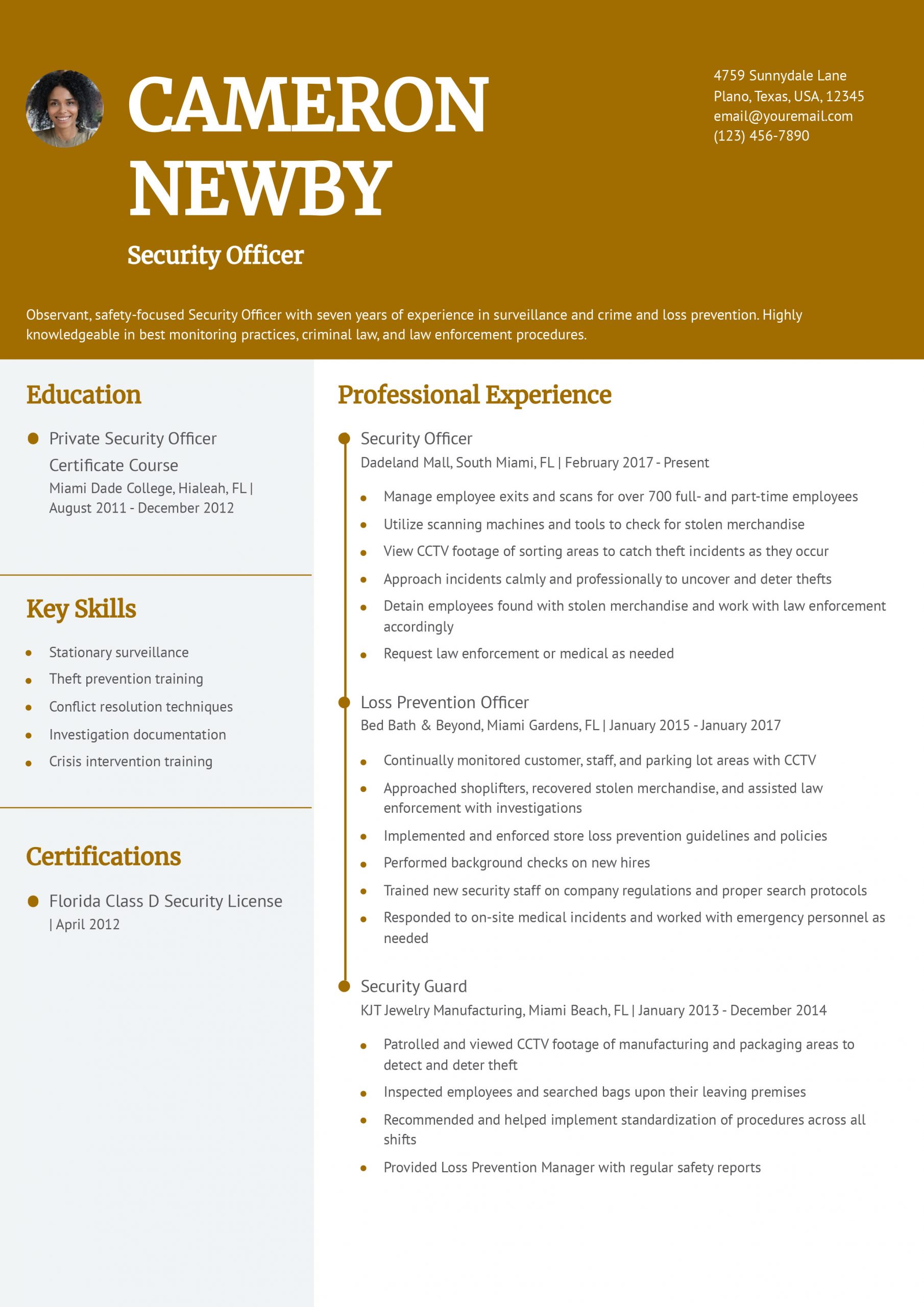 Security Officer Resume Examples and Templates for 2025