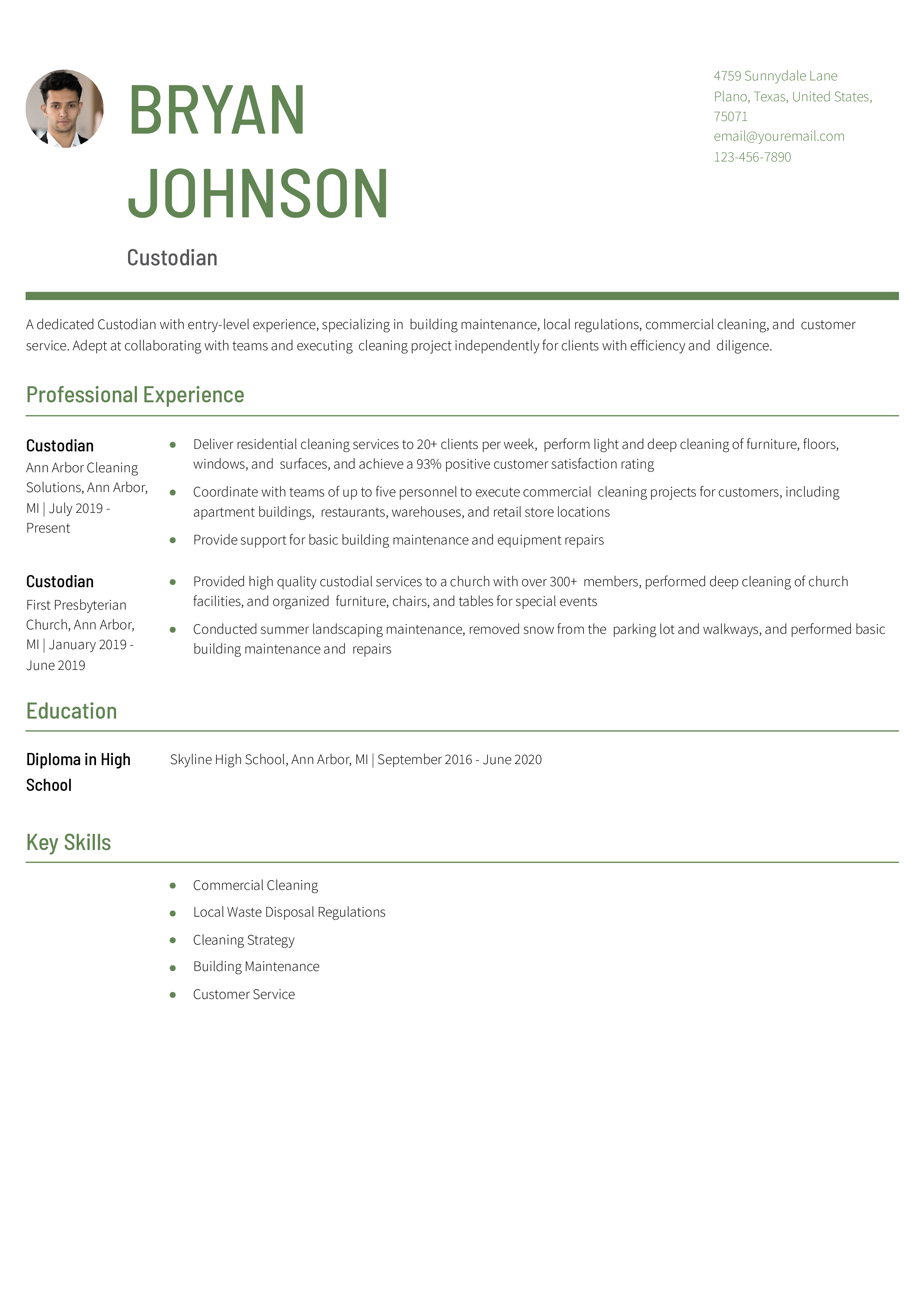 Entry-Level Custodian Example