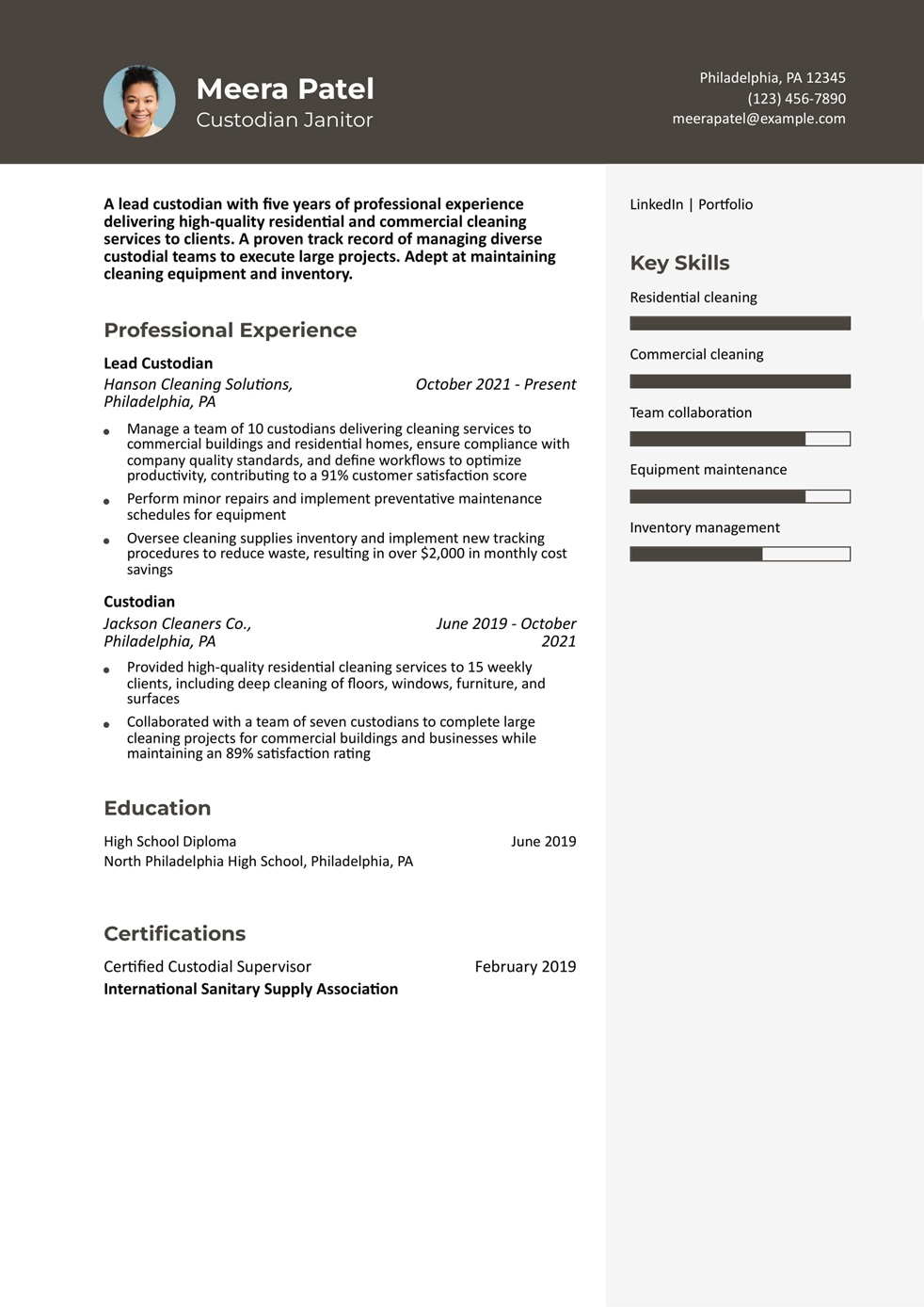 Custodian Janitor Resume Example