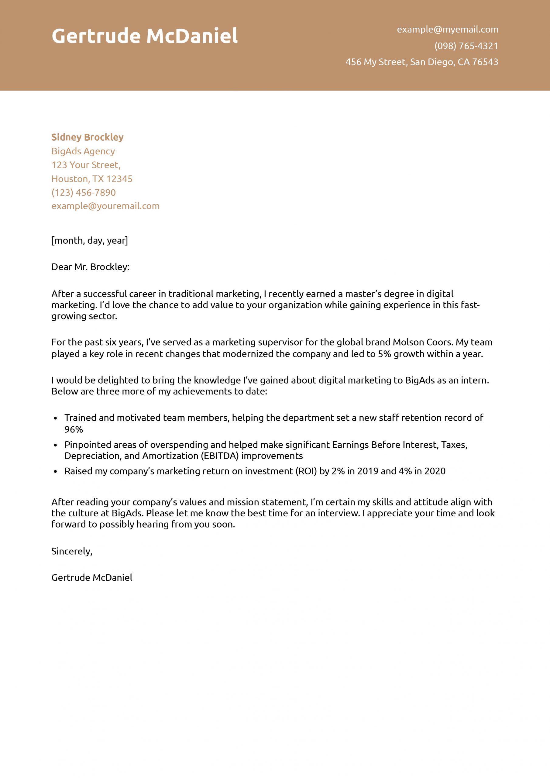 Internship Cover Letter Examples and Templates for 2025