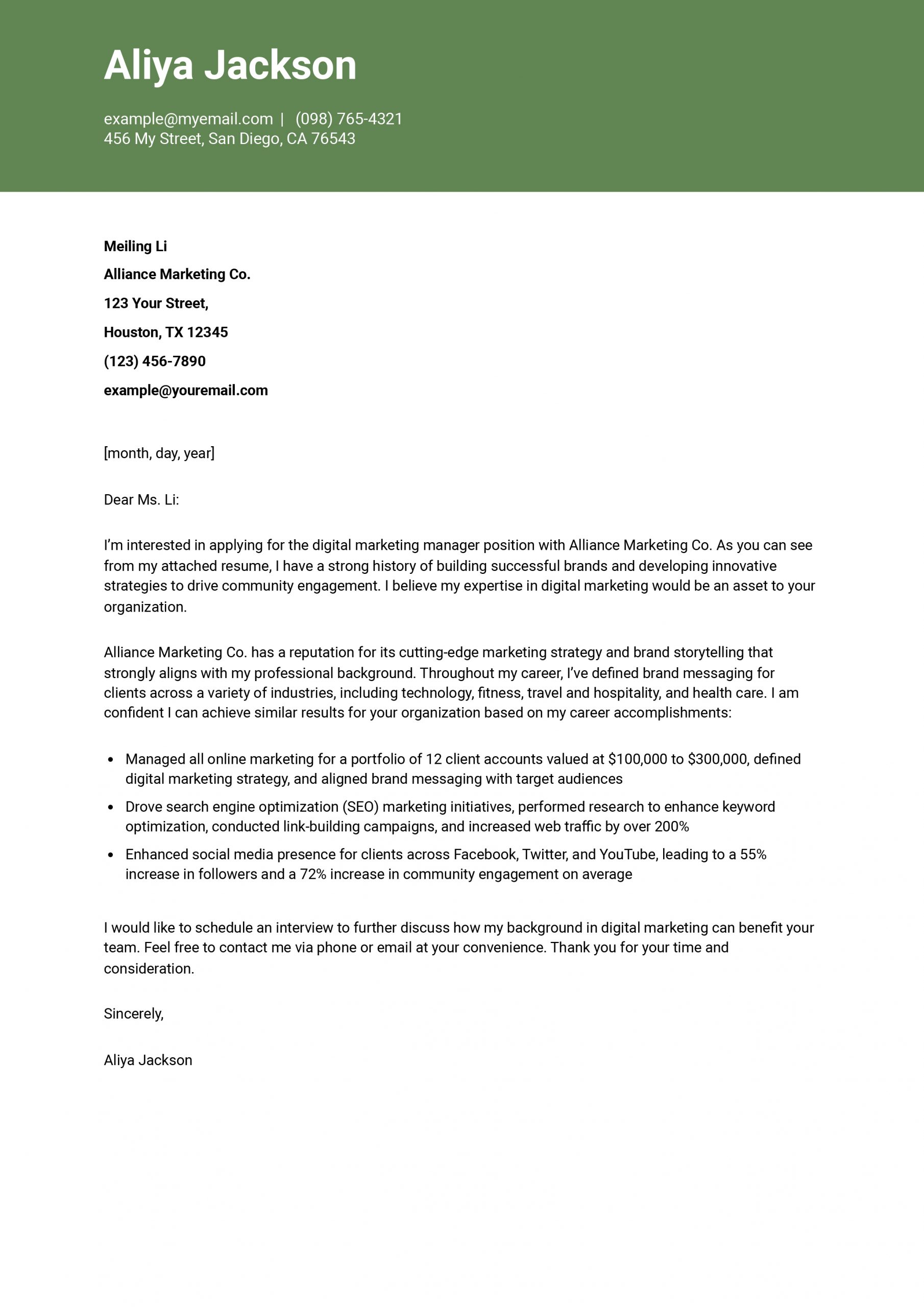 Marketing Cover Letter Examples and Templates for 2025
