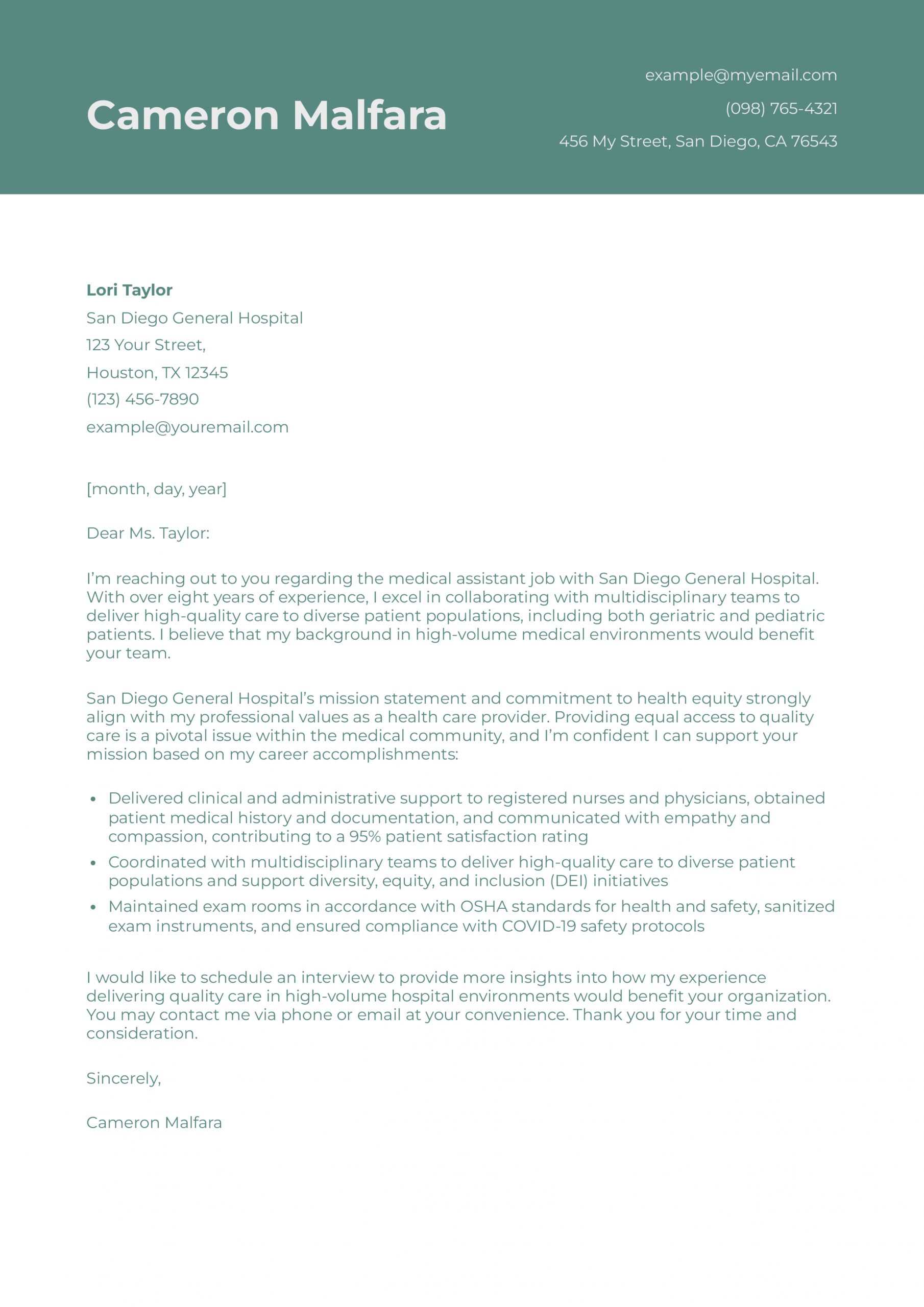 Medical Assistant Cover Letter Examples and Templates for 2025