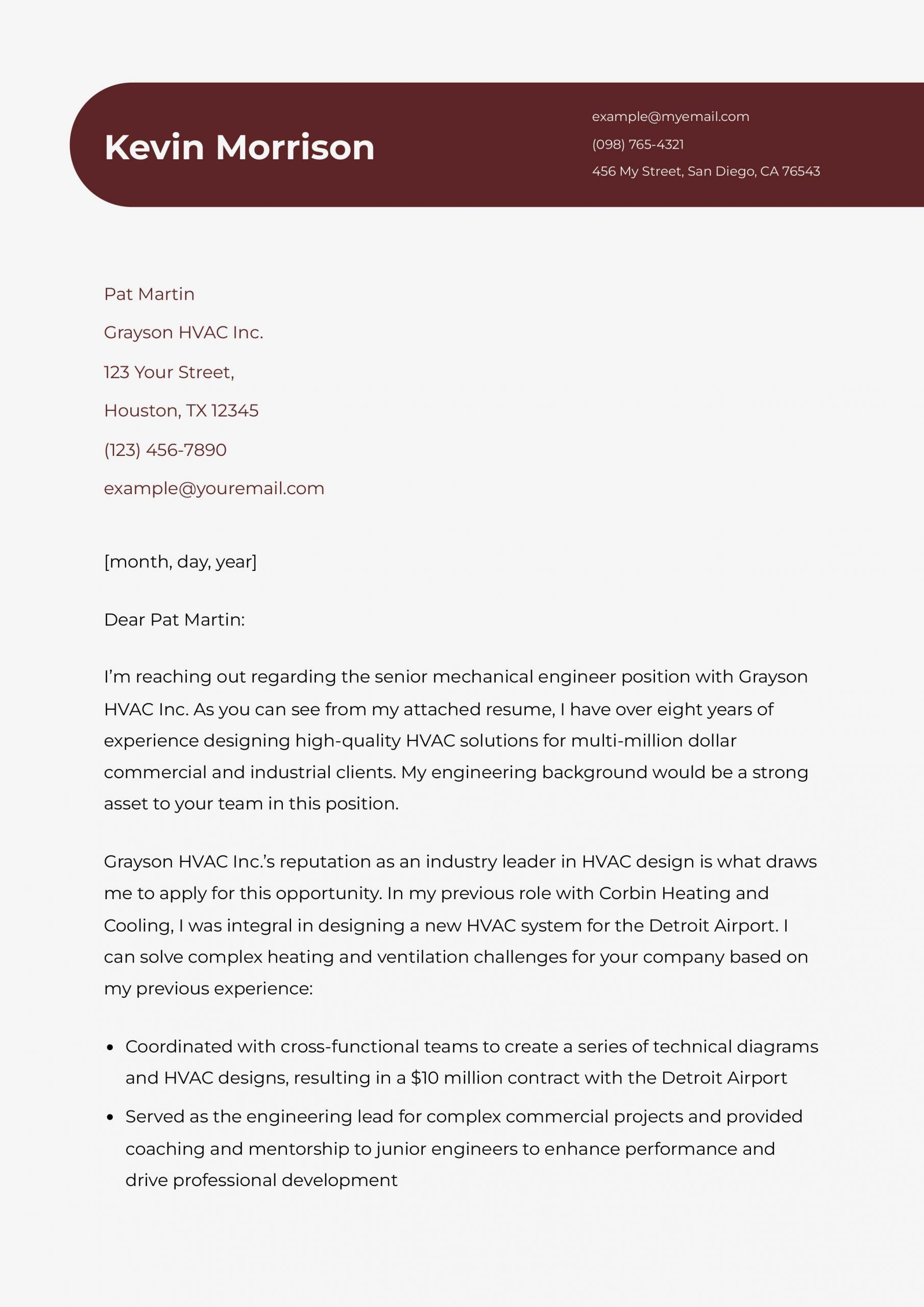Mechanical Engineer Cover Letter Examples and Templates for 2025