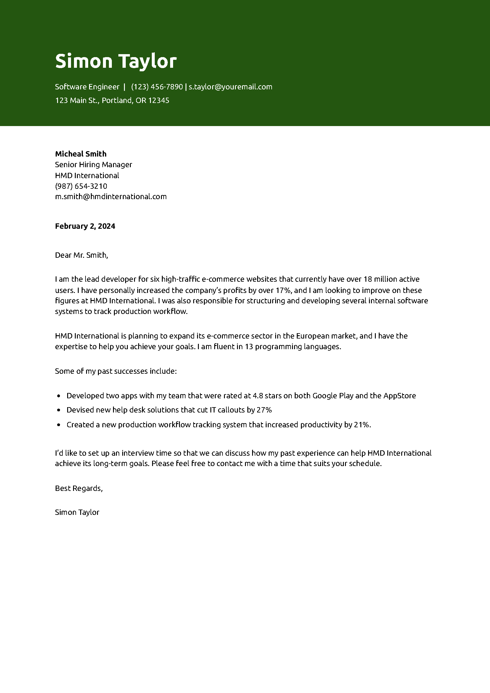 Software Engineer Cover Letter Examples and Templates for 2025
