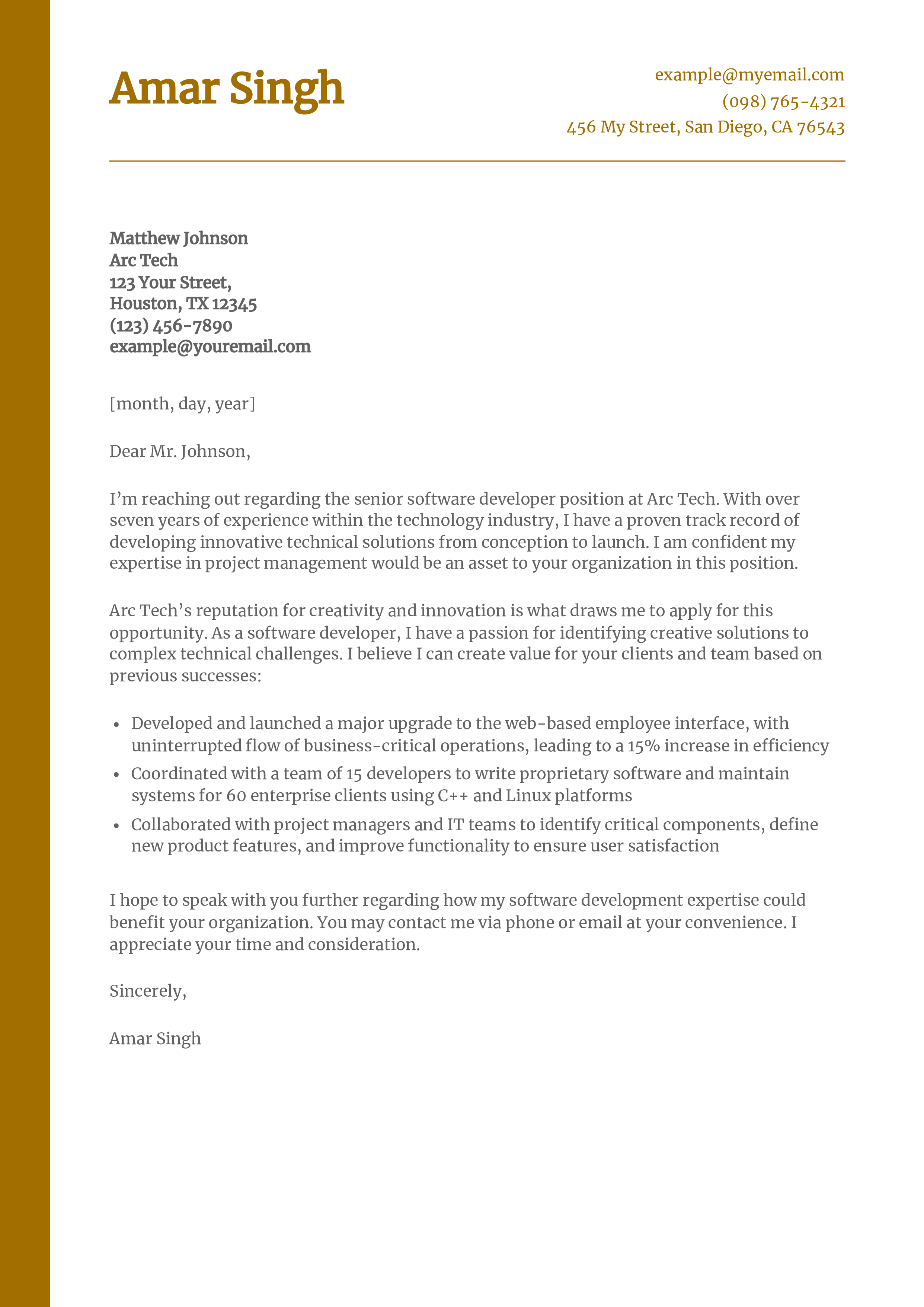 Information Technology Cover Letter Examples and Templates for 