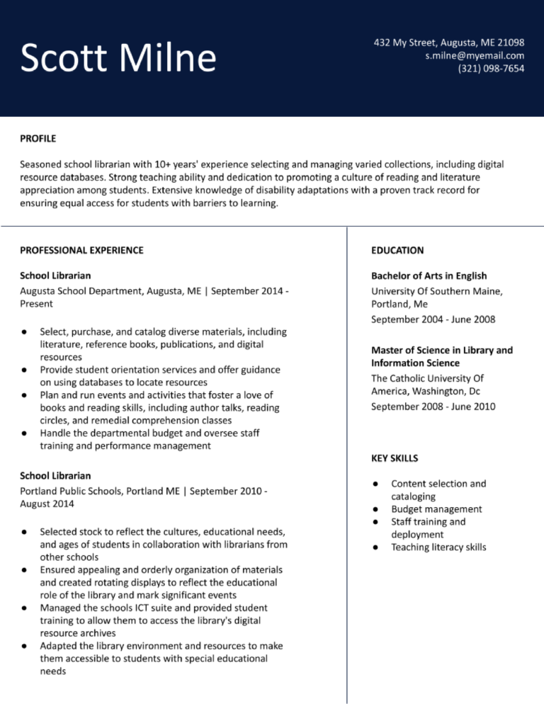 Librarian Resume Examples and Templates - Librarian Resume Examples And Templates For 2023 768x994 