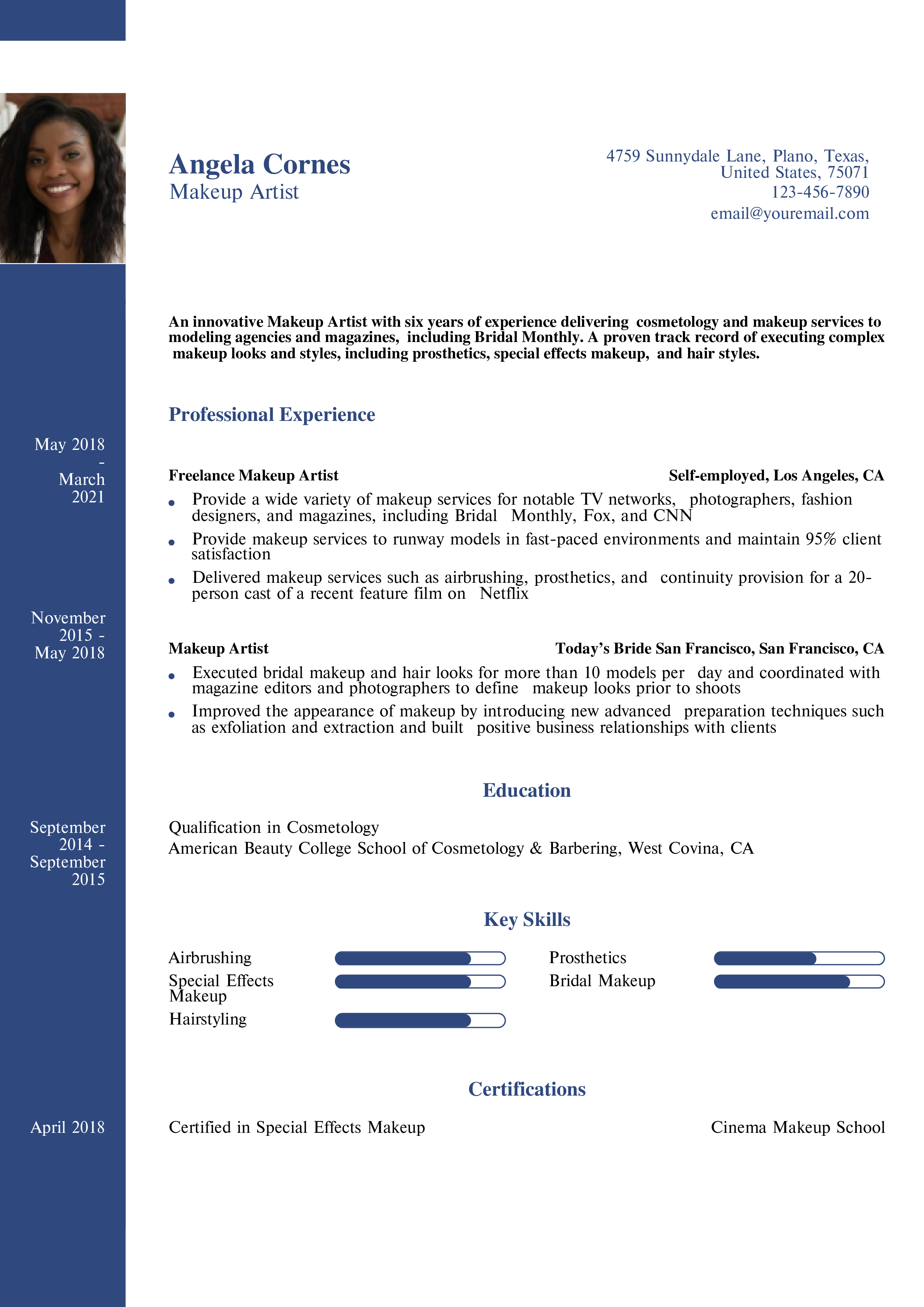 Makeup Artist Resume Example