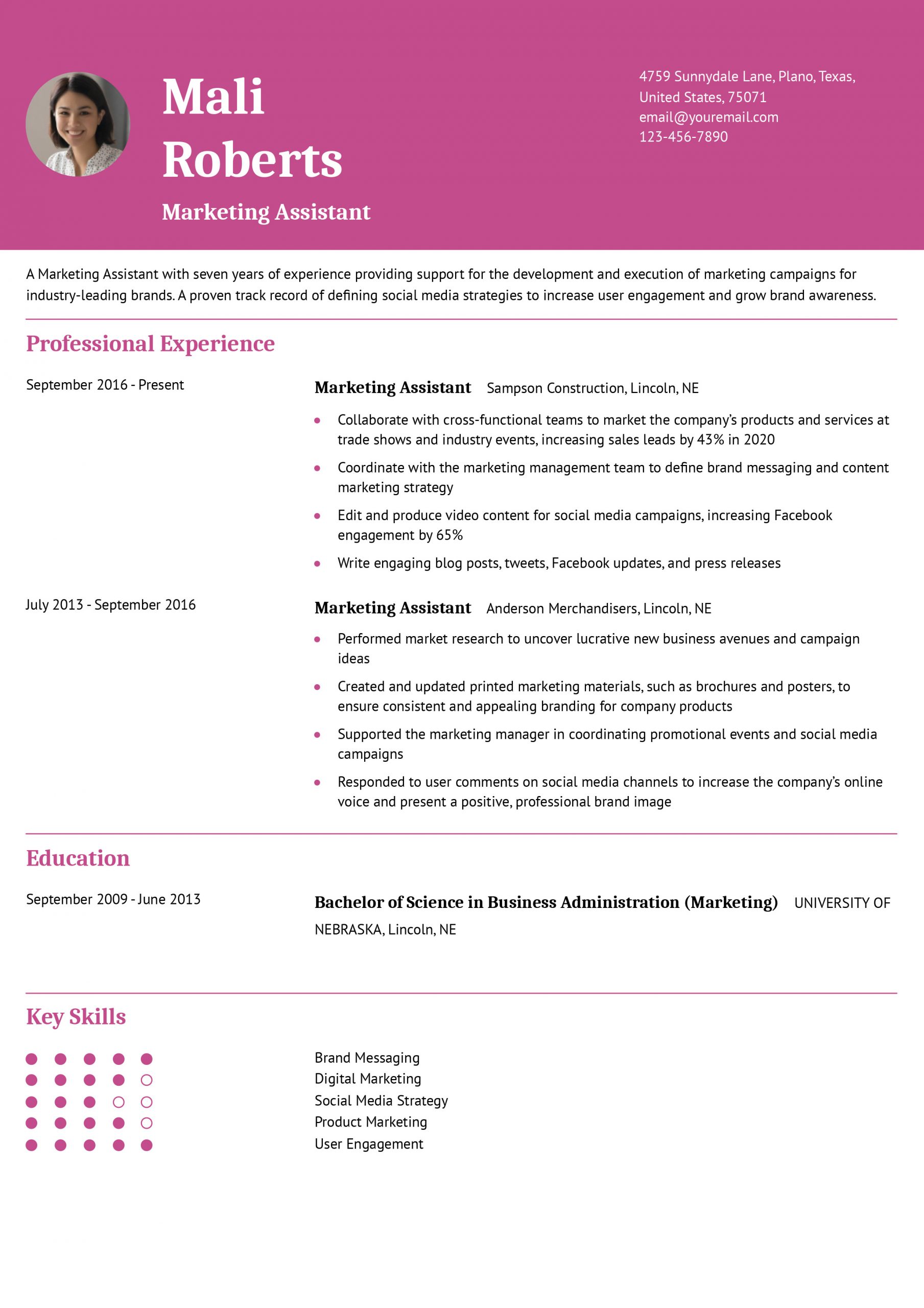 Marketing Assistant Resume Examples and Templates for 2025