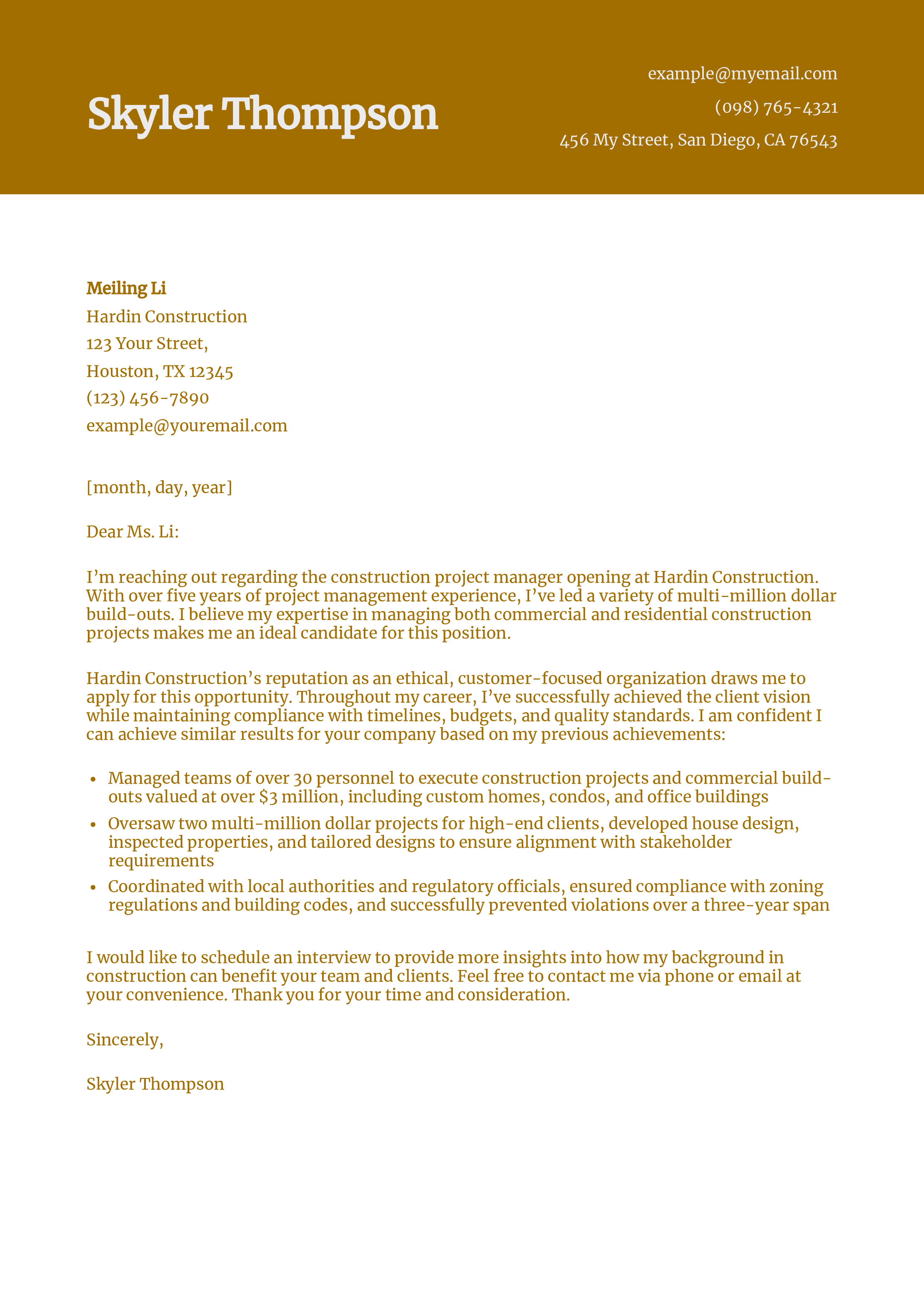 Project Manager Example #2
