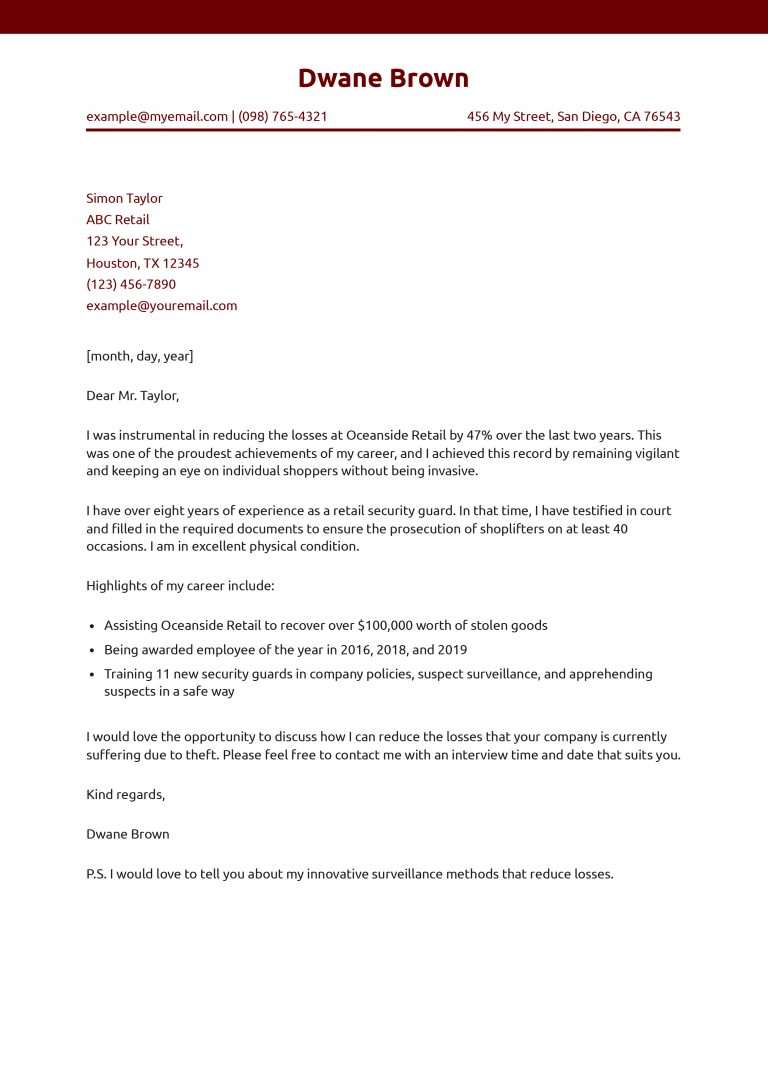 Security Guard Cover Letter Examples and Templates for 2025 