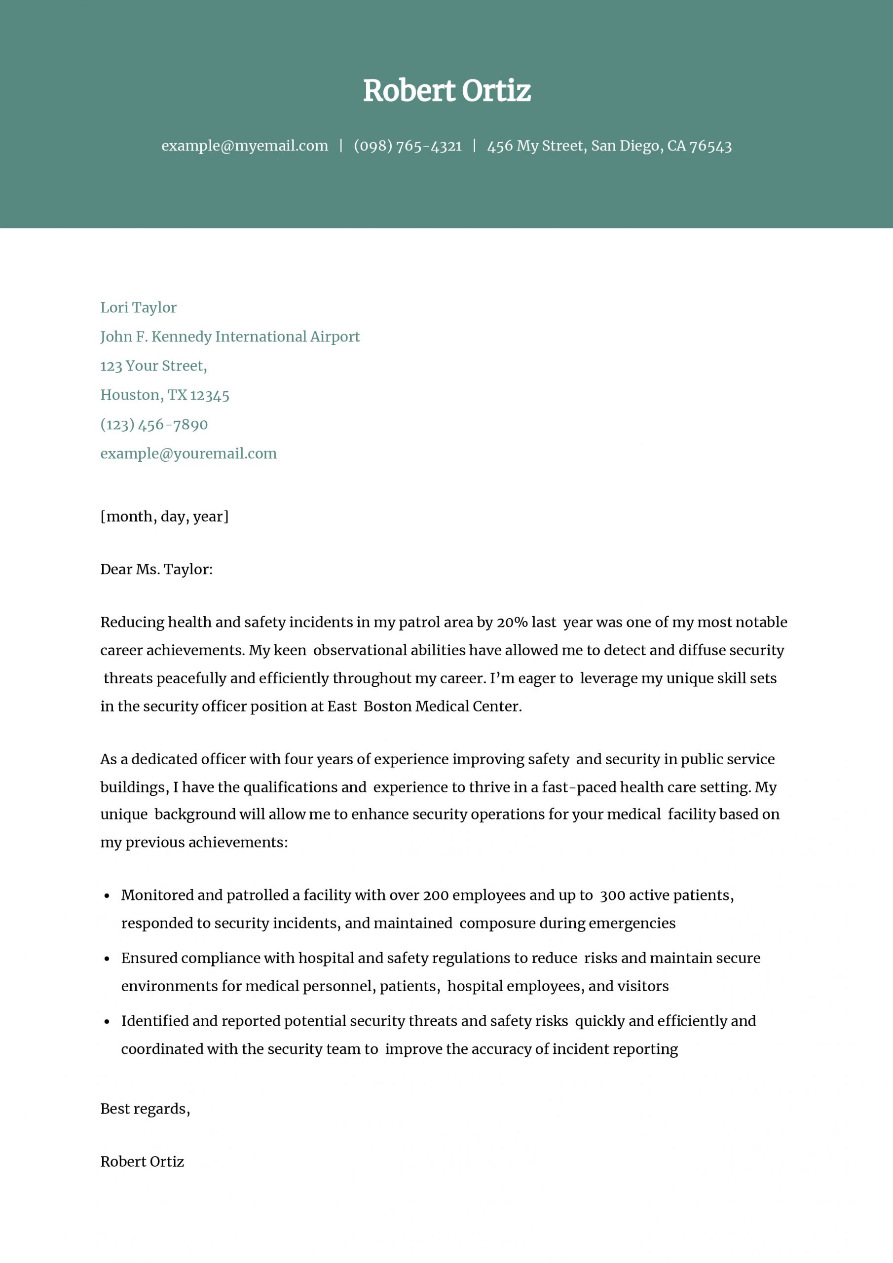 Security Officer Cover Letter Examples and Templates for 2025