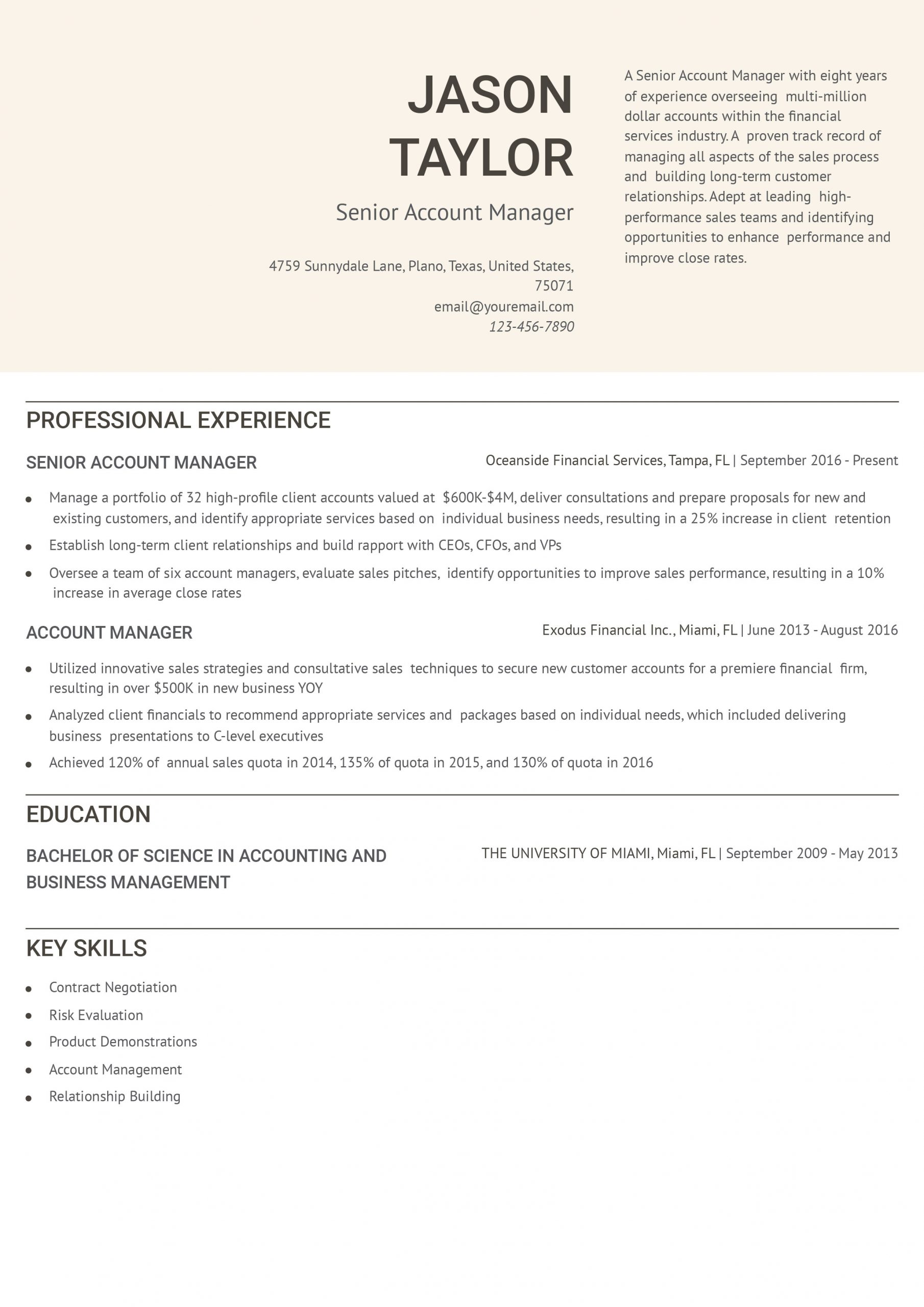 Senior Account Manager Resume Examples and Templates for 2025