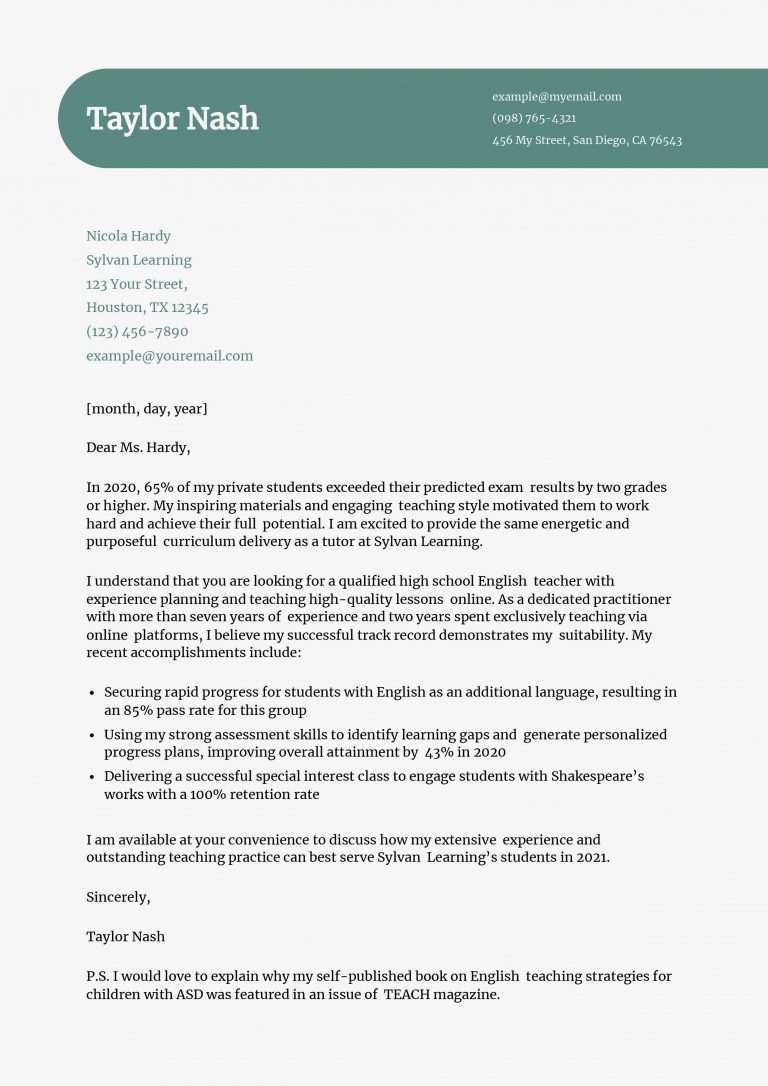 Tutor Cover Letter Examples and Templates for 2025 - ResumeBuilder.com