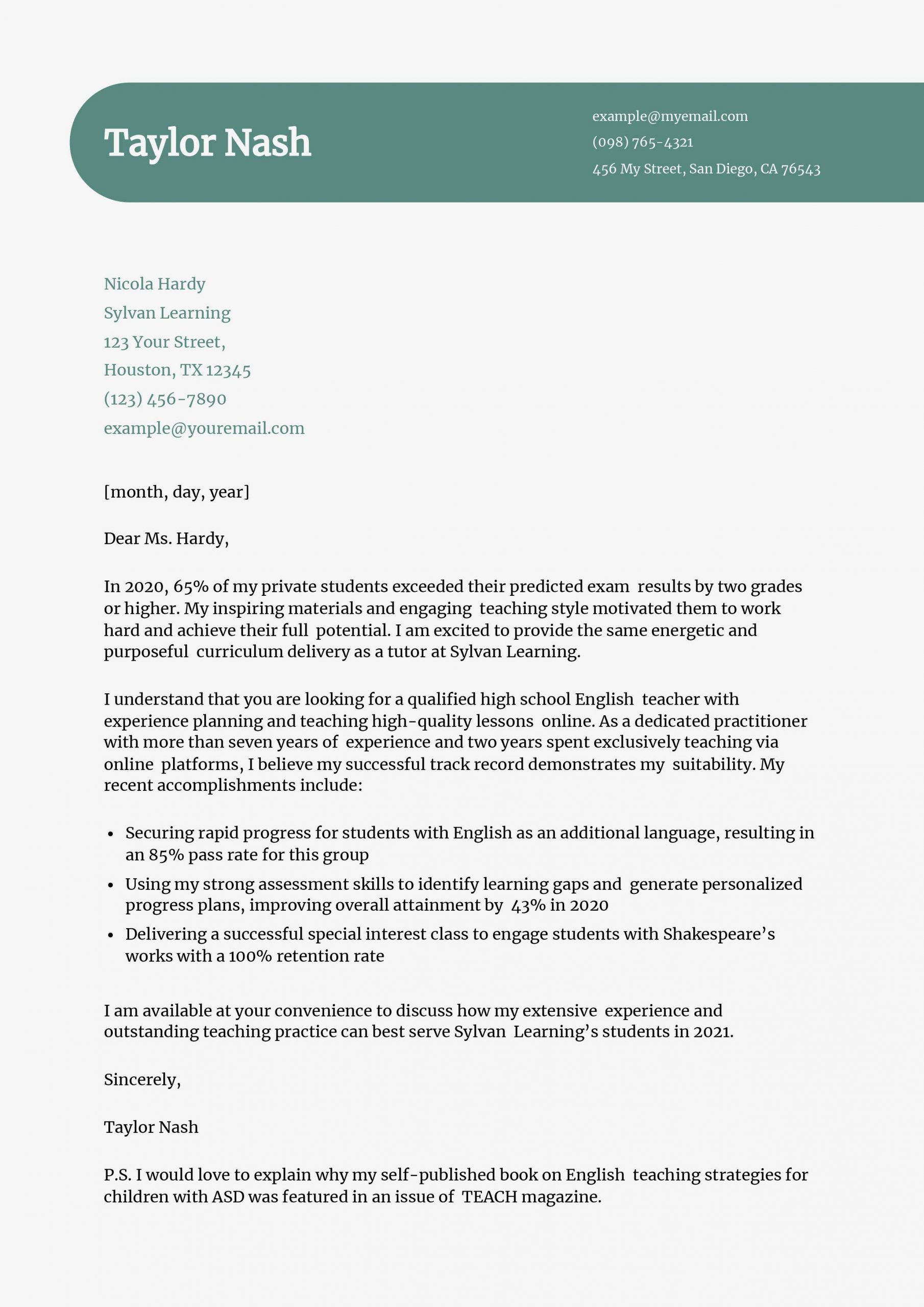 Tutor Cover Letter Examples and Templates for 2025
