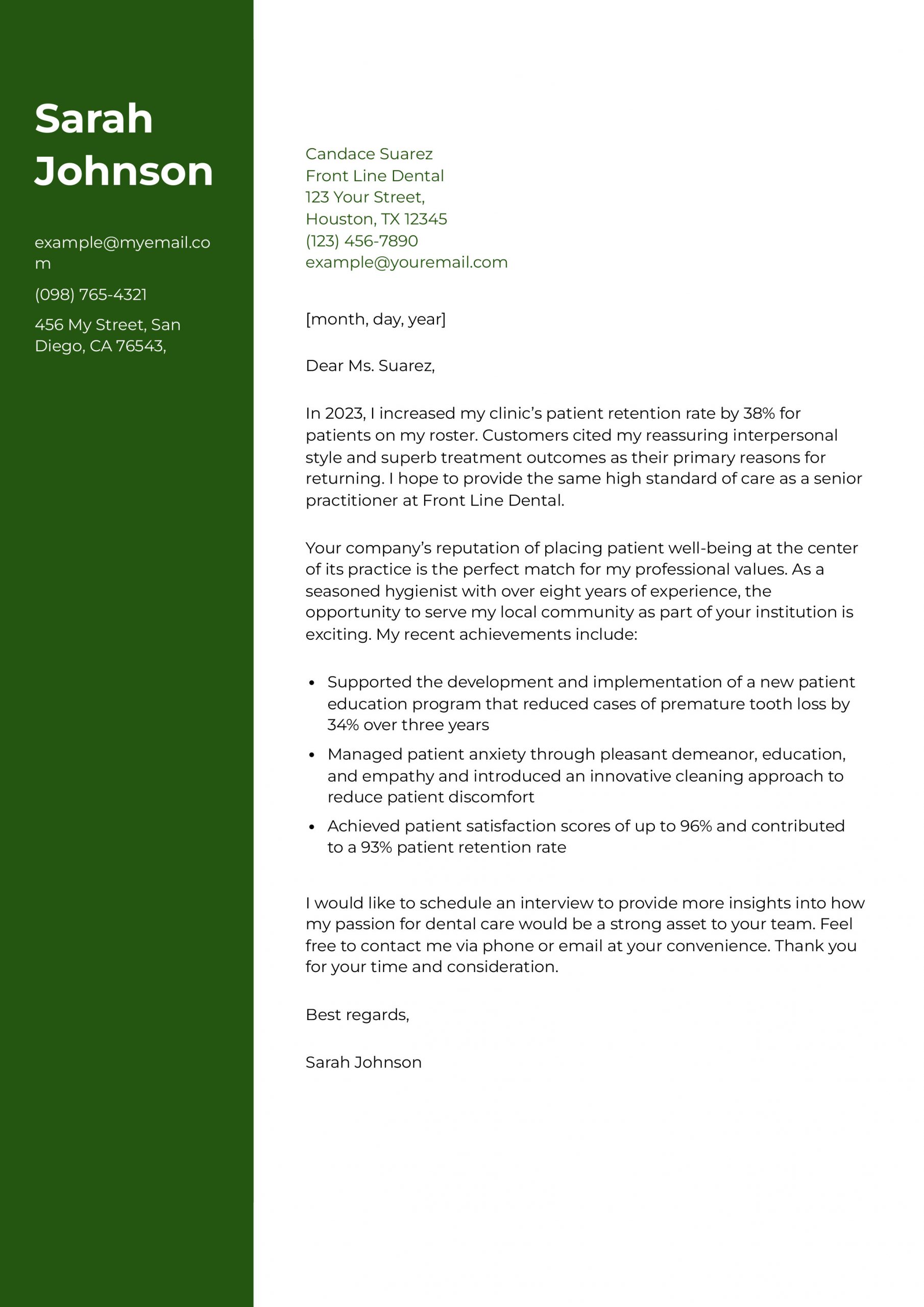 Dental Hygienist Cover Letter Examples and Templates for 2025