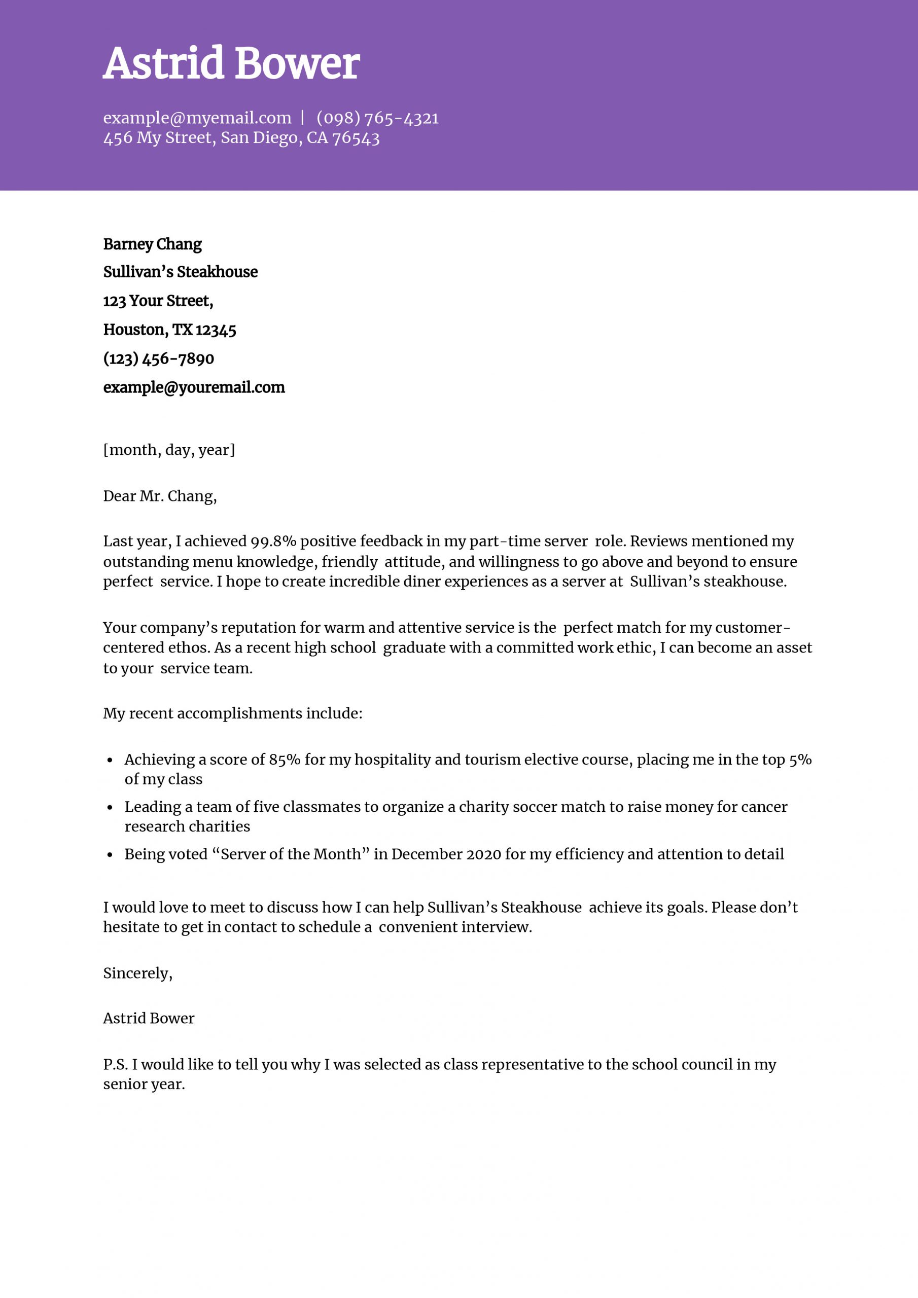 High School Cover Letter Examples and Templates for 2025