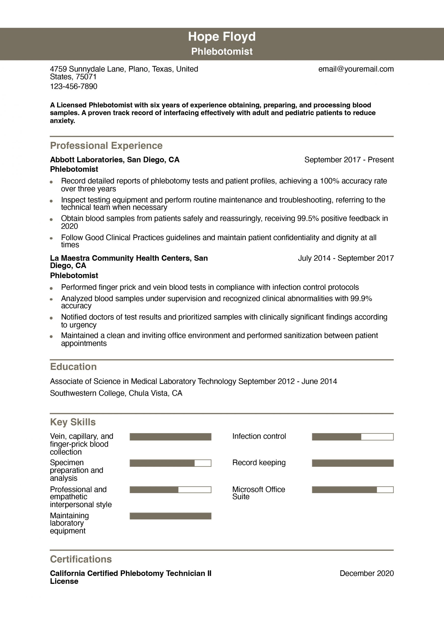 Phlebotomist Resume Examples and Templates for 2025