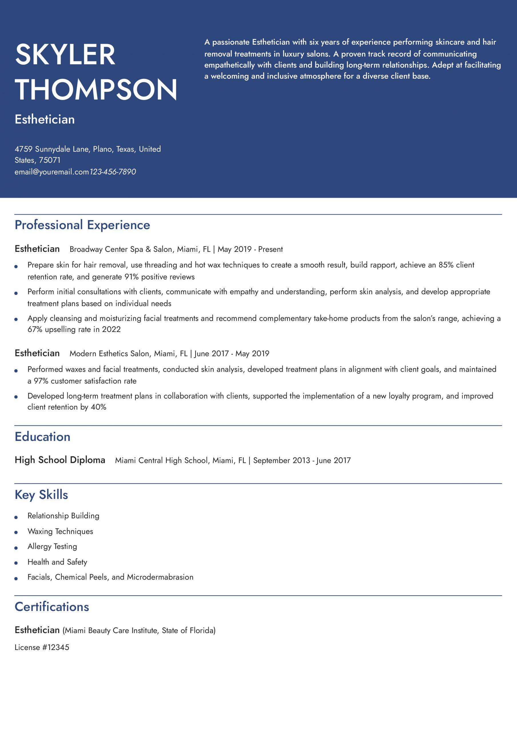 Esthetician Resume Examples and Templates for 2025