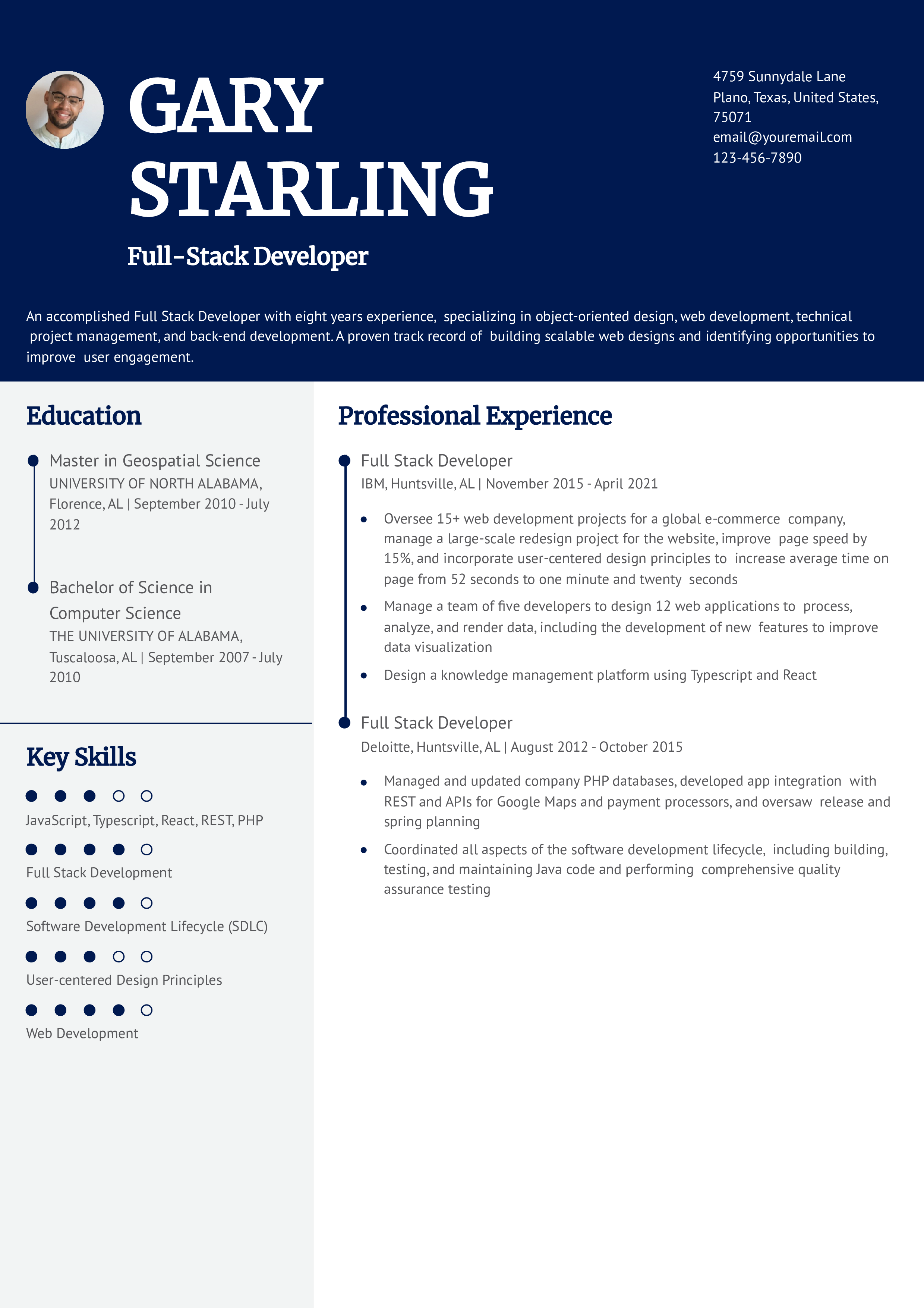 Full Stack Developer Resume Example