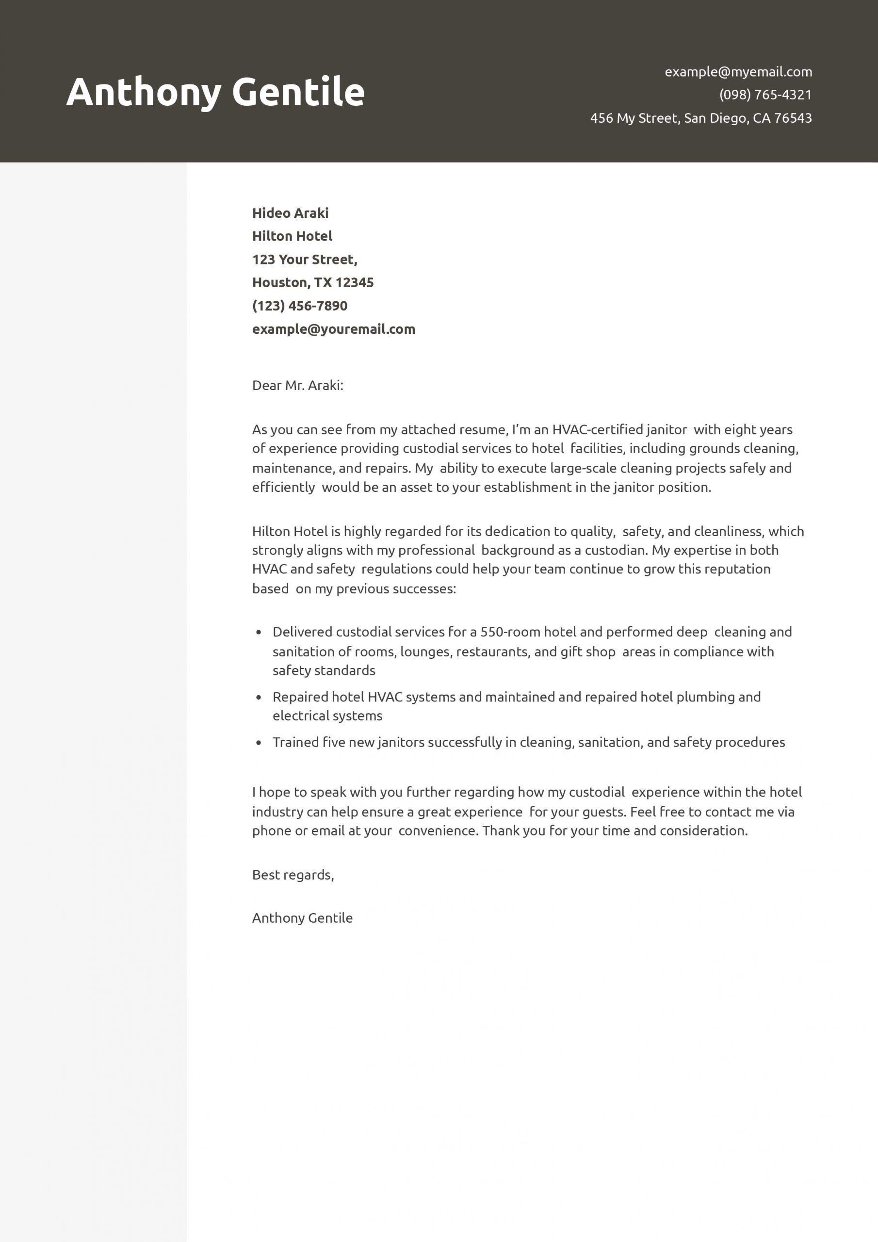 Janitor Cover Letter Examples and Templates for 2025