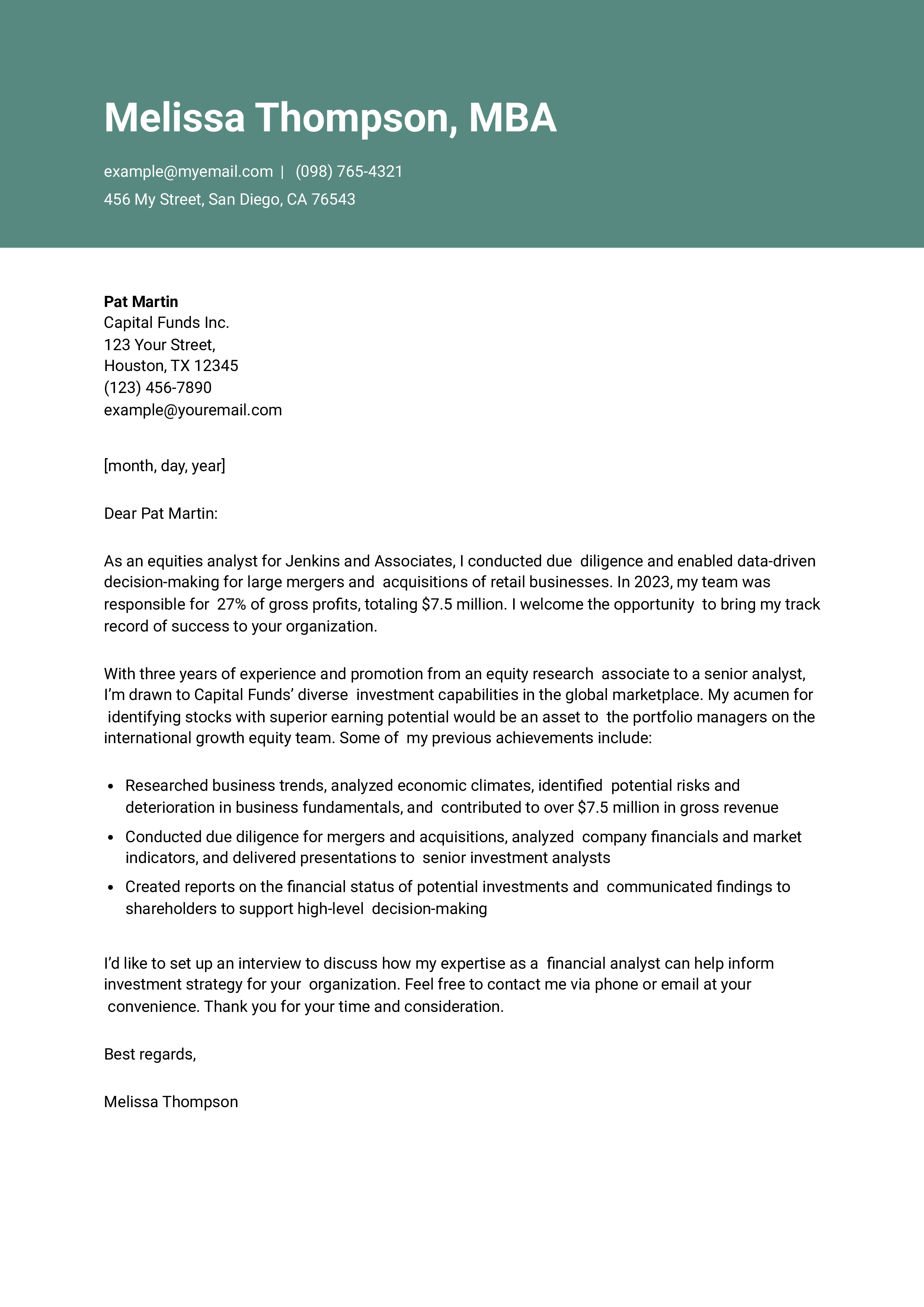 mba application cover letter examples MBA Cover Letter Examples and Templates for 2024