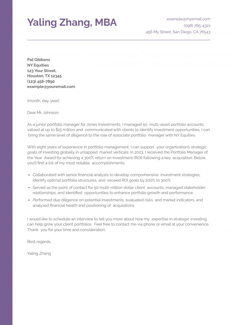 MBA Cover Letter Examples and Templates for 2025 - ResumeBuilder.com