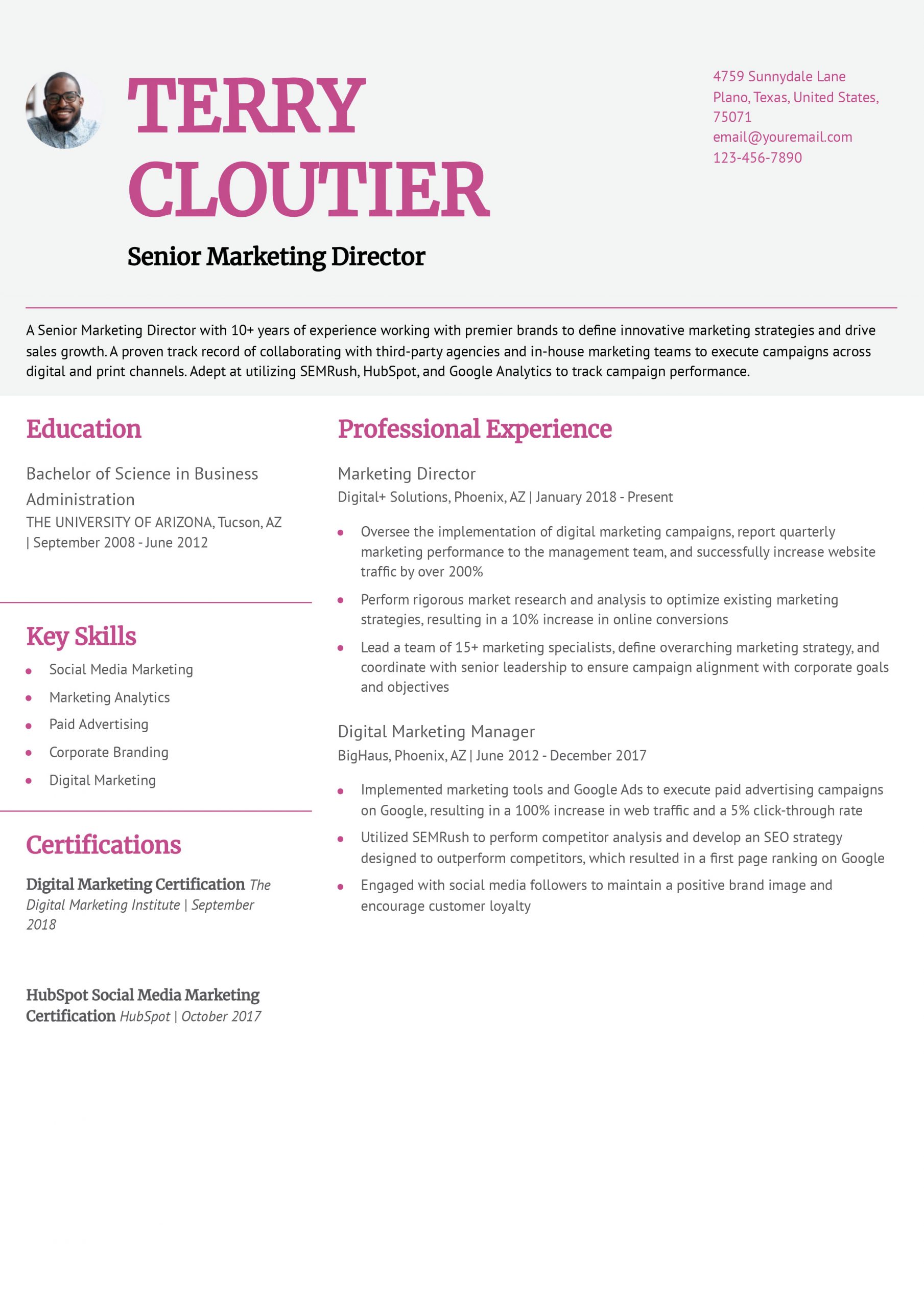 Marketing Director Resume Examples and Templates for 2025