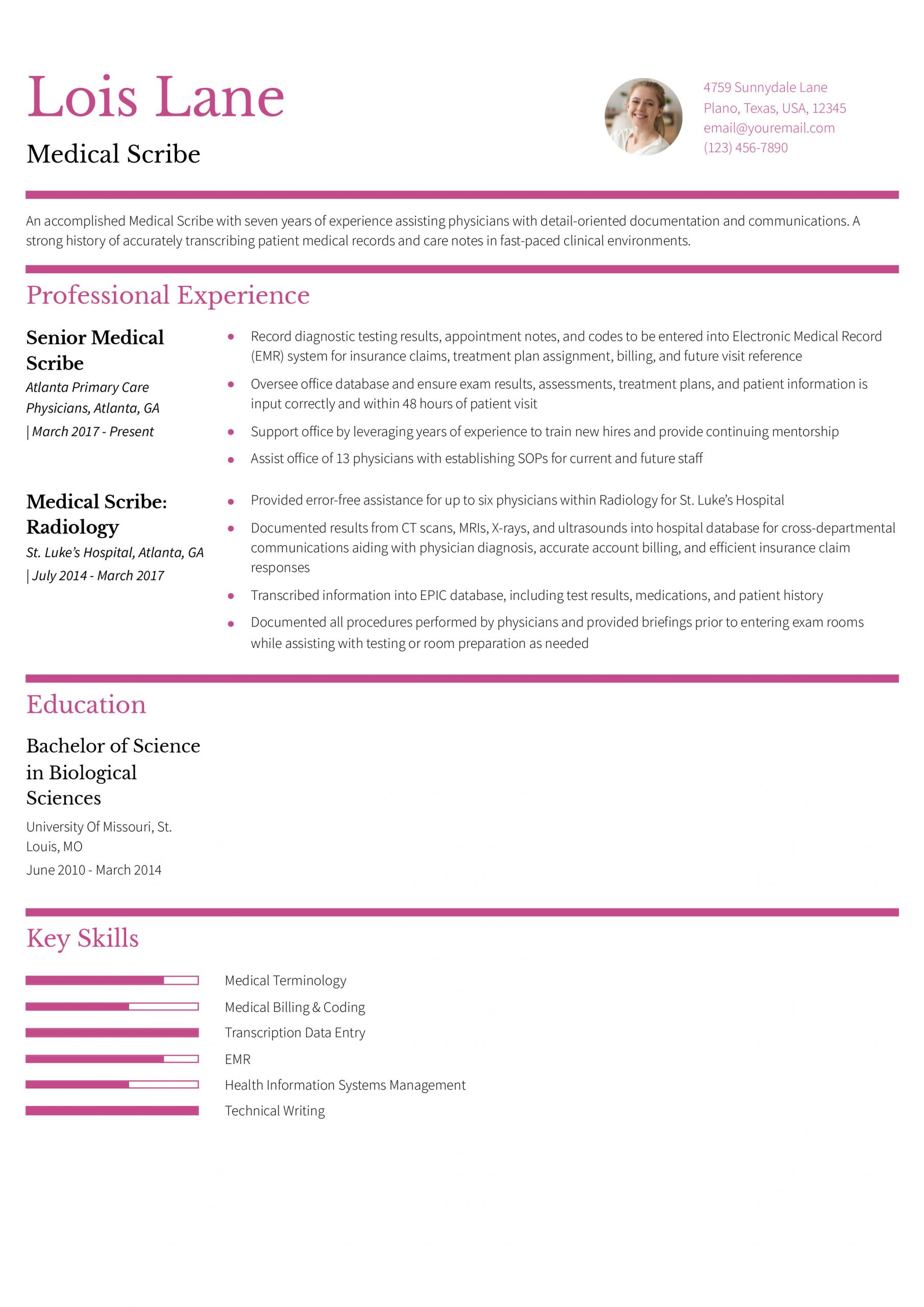 Medical Scribe Resume Examples and Templates for 2025