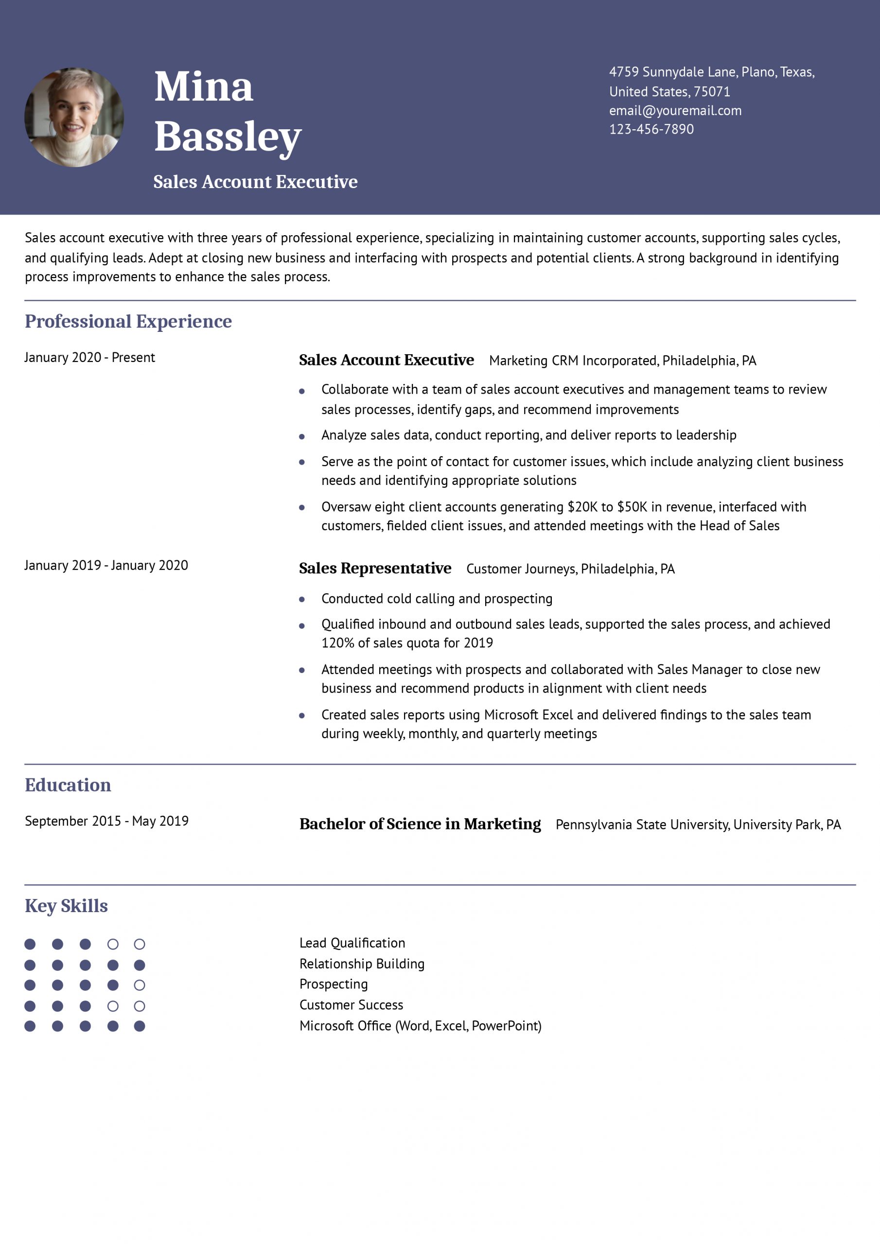 Best Sales Account Executive Resume Examples and Templates for 2025
