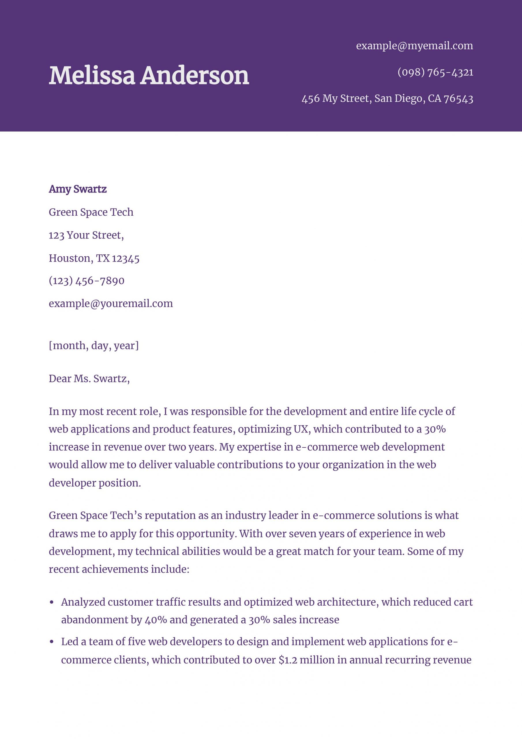 Web Developer Cover Letter Examples and Templates for 2025