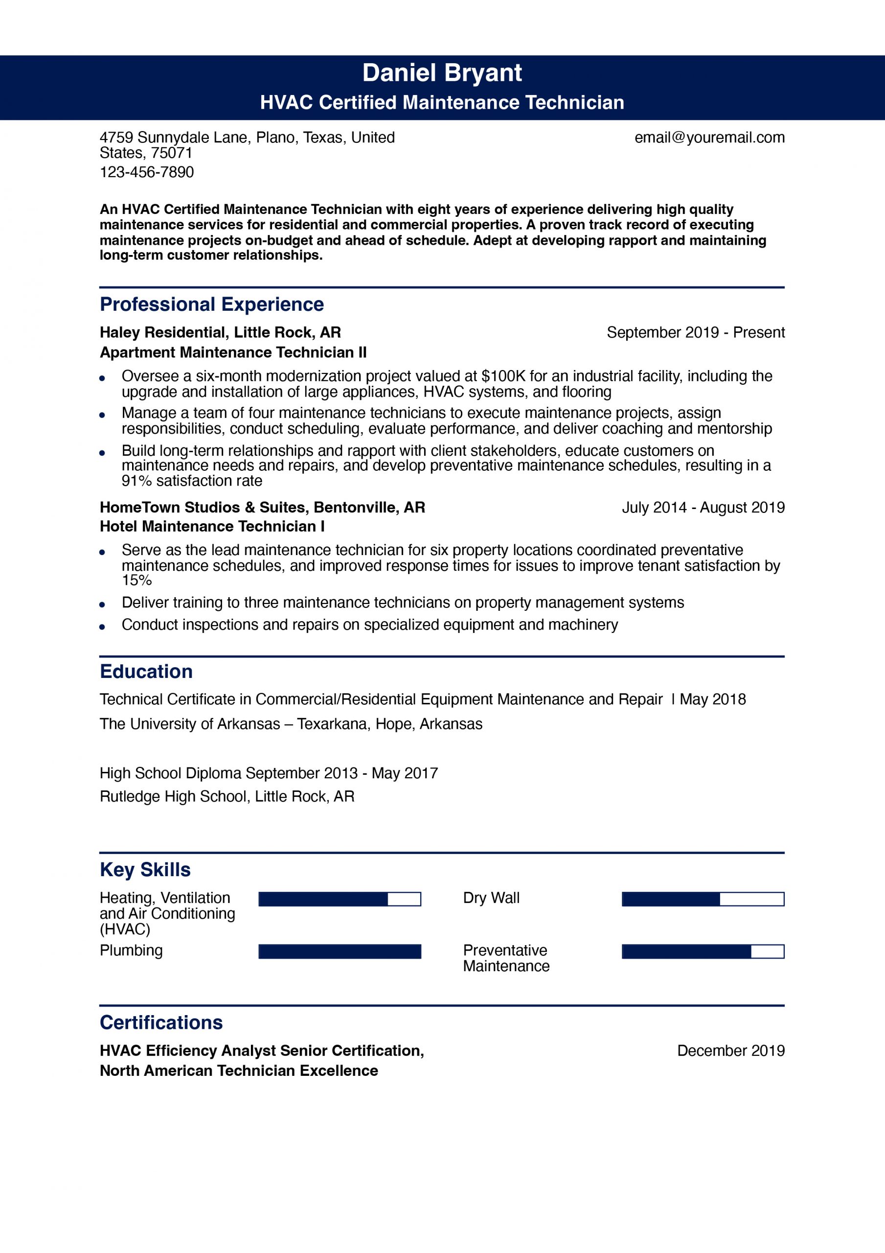 Maintenance Technician Resume Examples and Templates for 2025