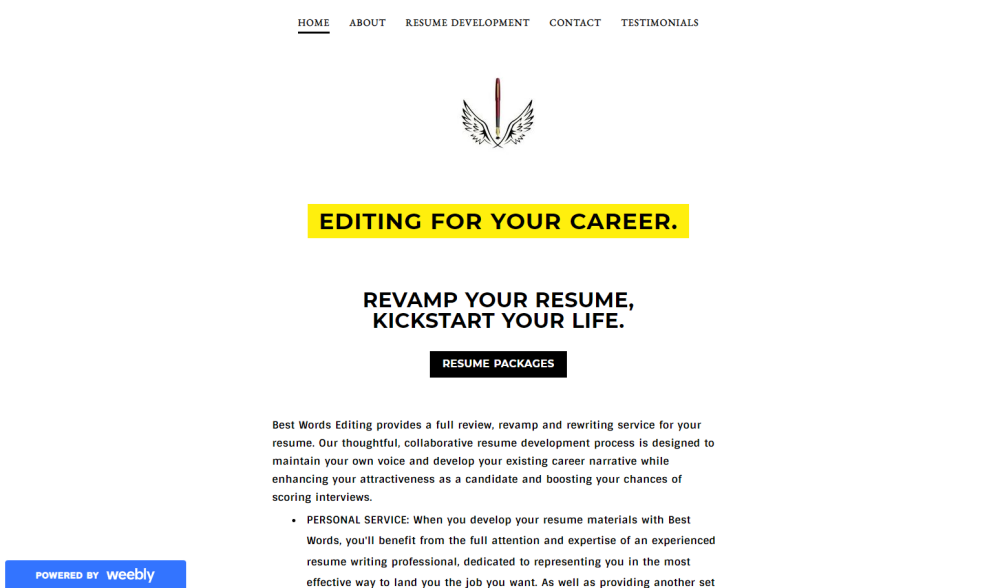 Best Words Editing Homepage