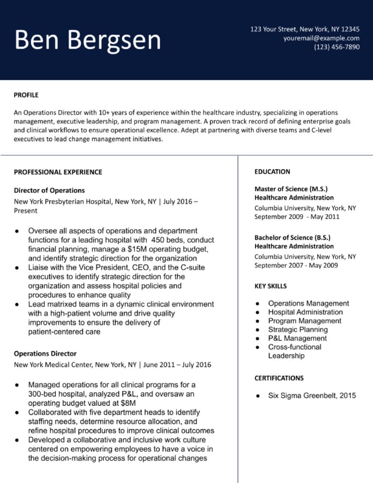 Director Resume Example and Template