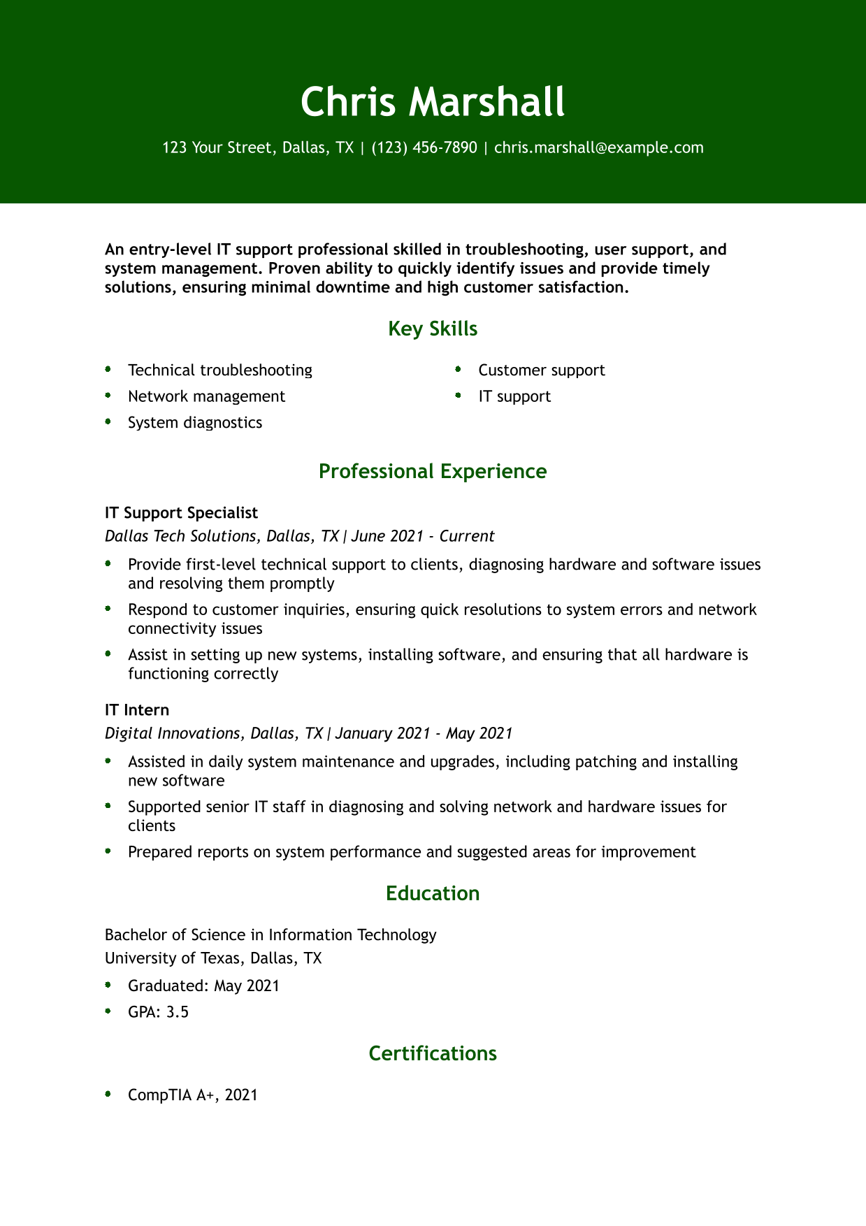 Resume Help Stock Clerk Resume - Entry Level IT Support Resume Example