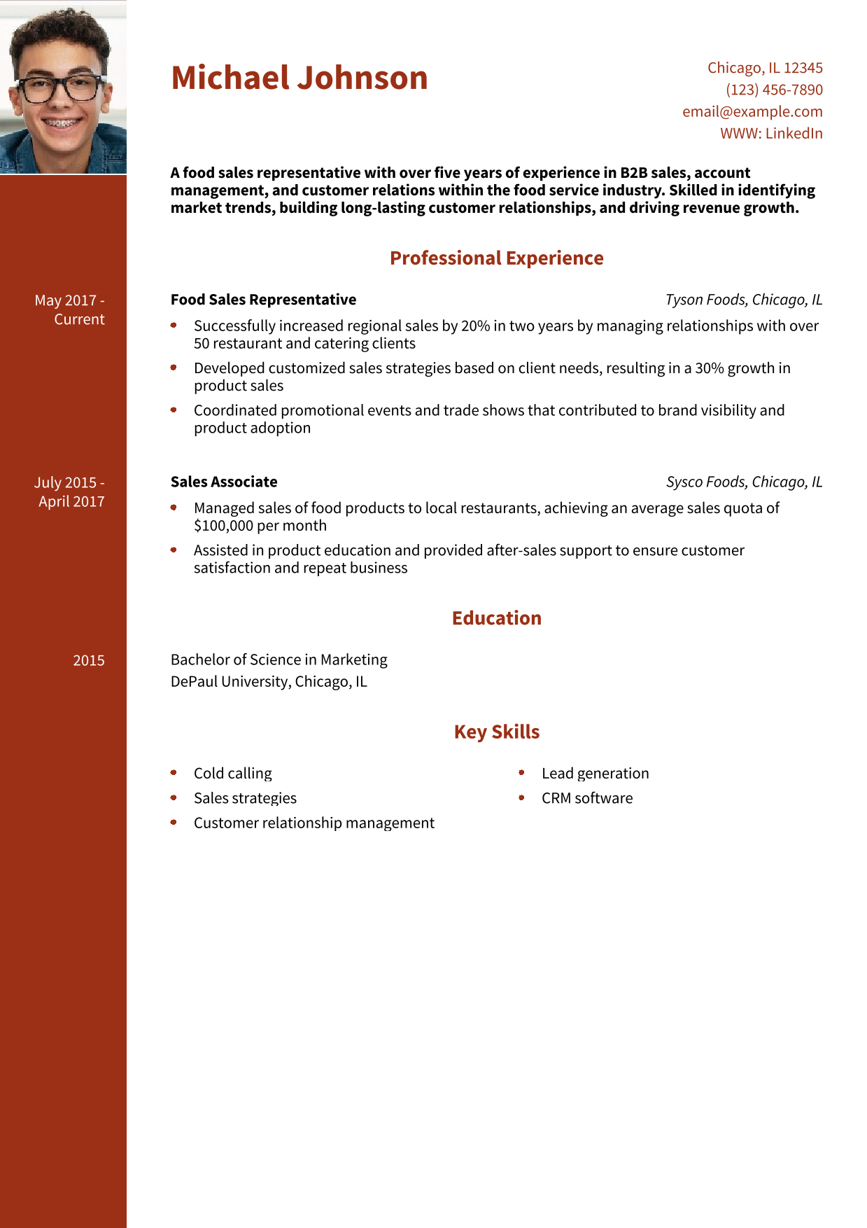 Food Sales Representative Resume Example 3