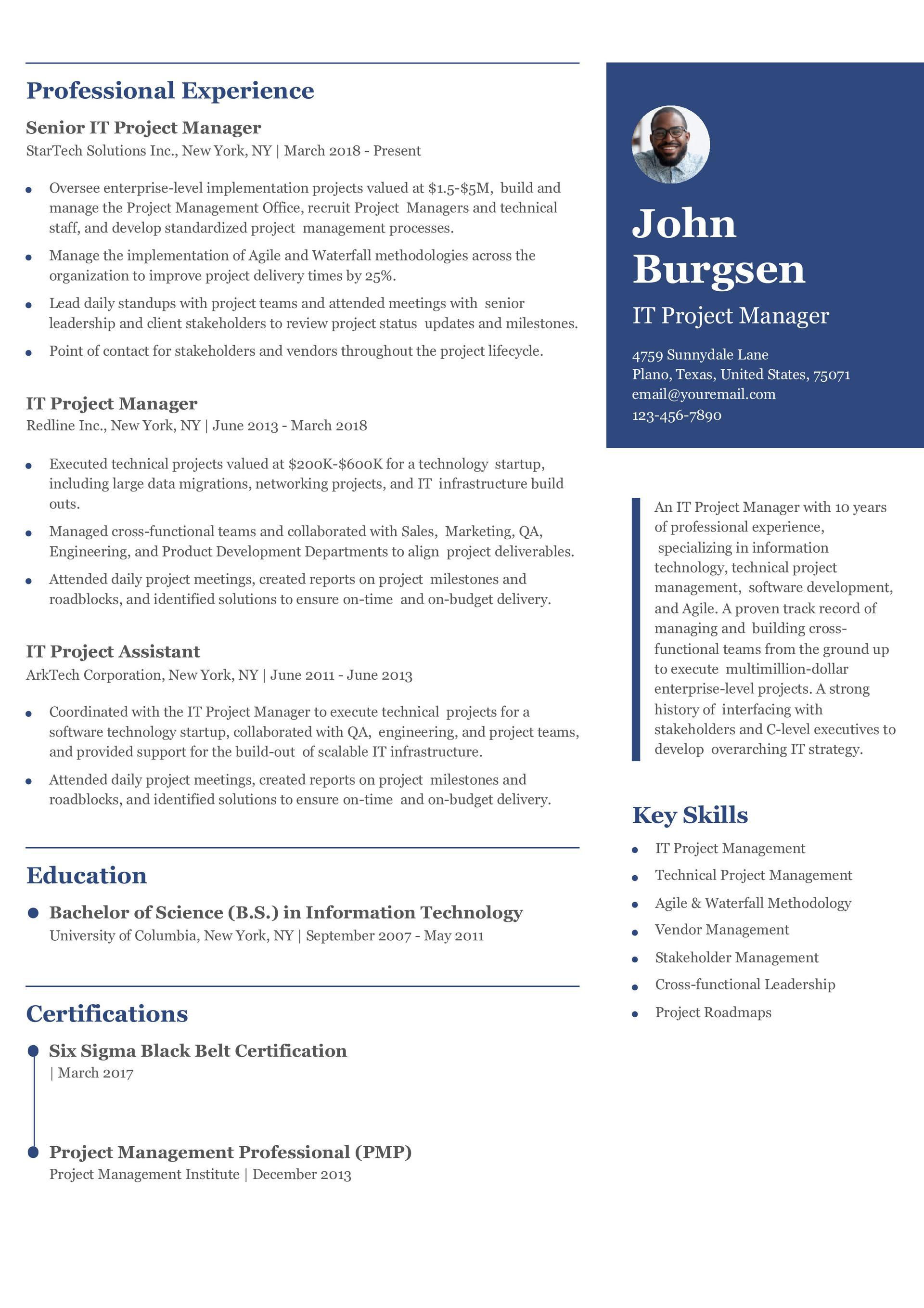 IT Project Manager Resume Examples and Templates for 2025 ...