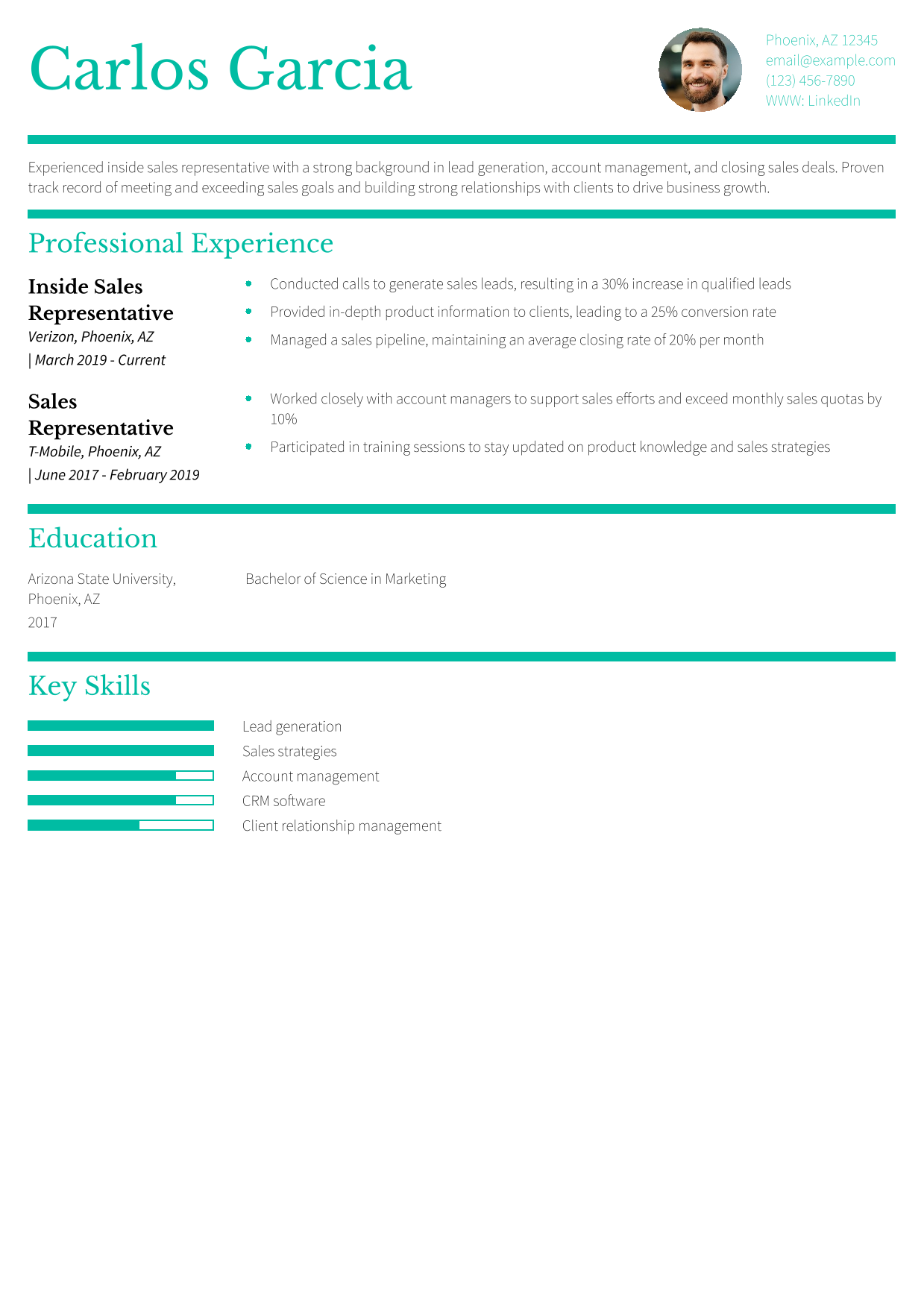 Inside Sales Representative Resume Example 3
