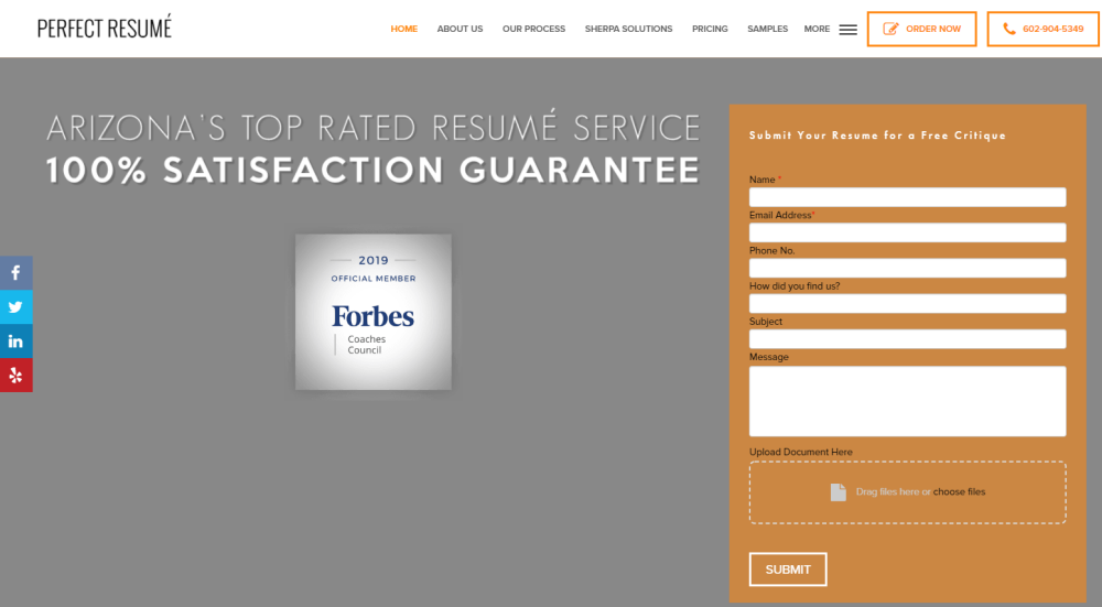 Perfect Resume Homepage