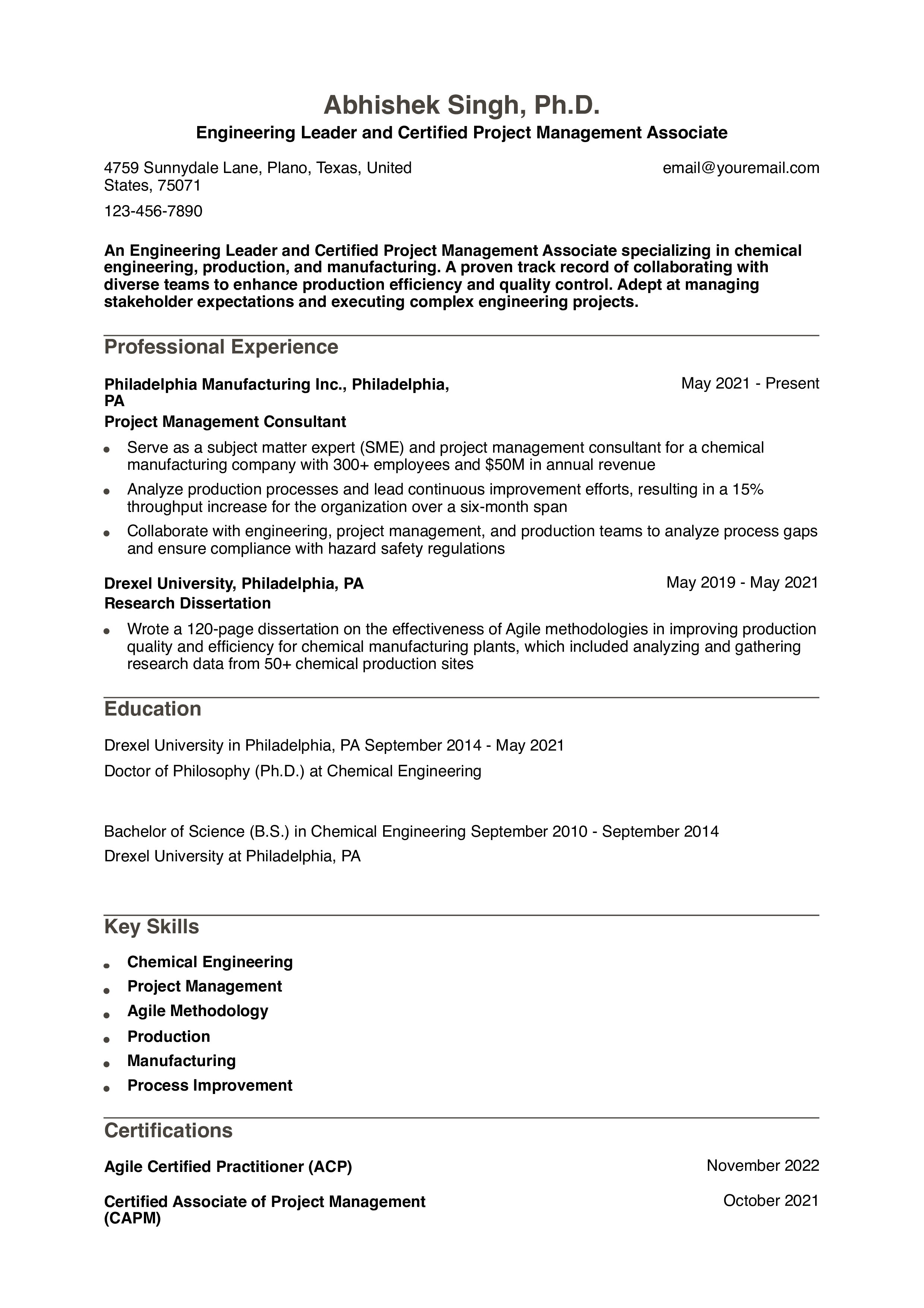 Senior-Level Resume