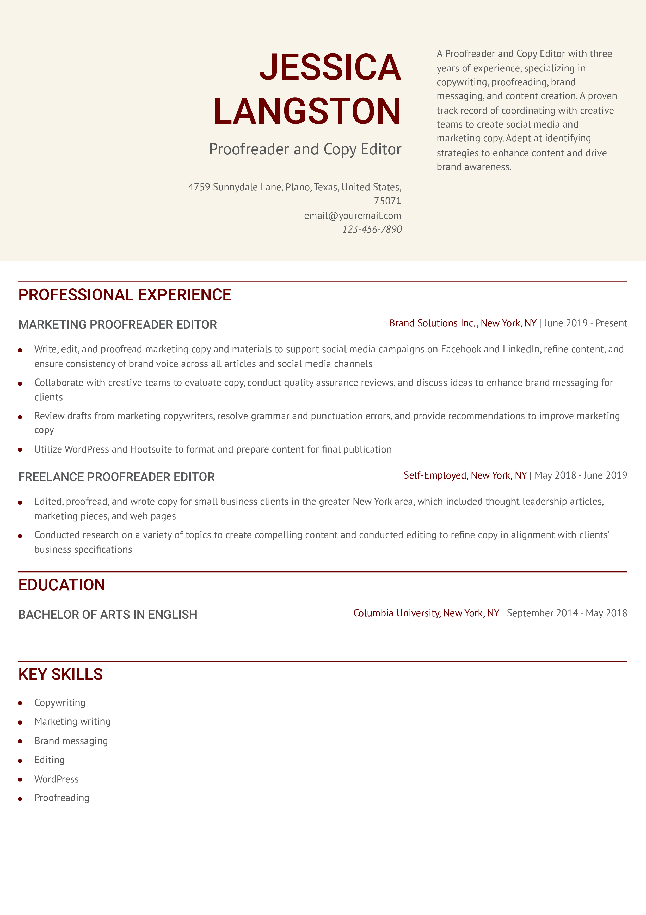 Mid-Career Resume