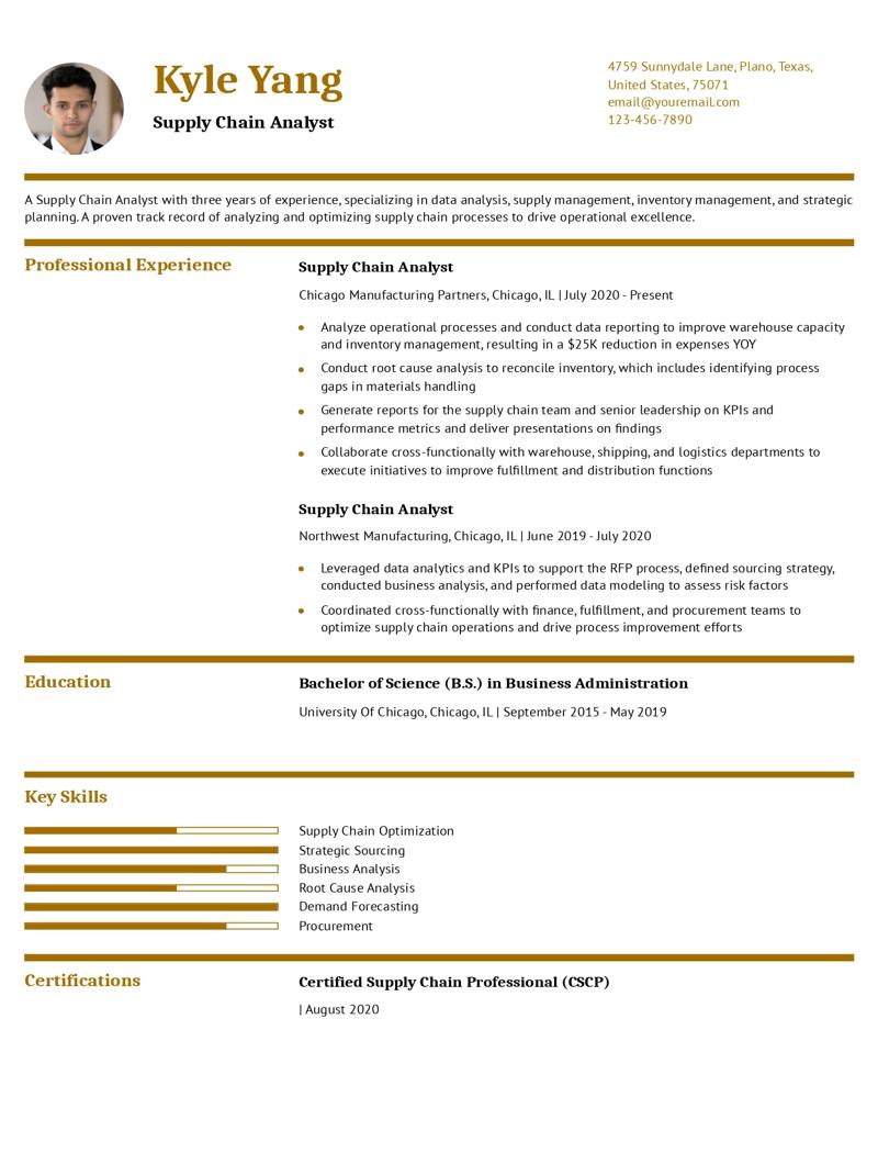Supply Chain Analyst Resume Examples and Templates for 2024