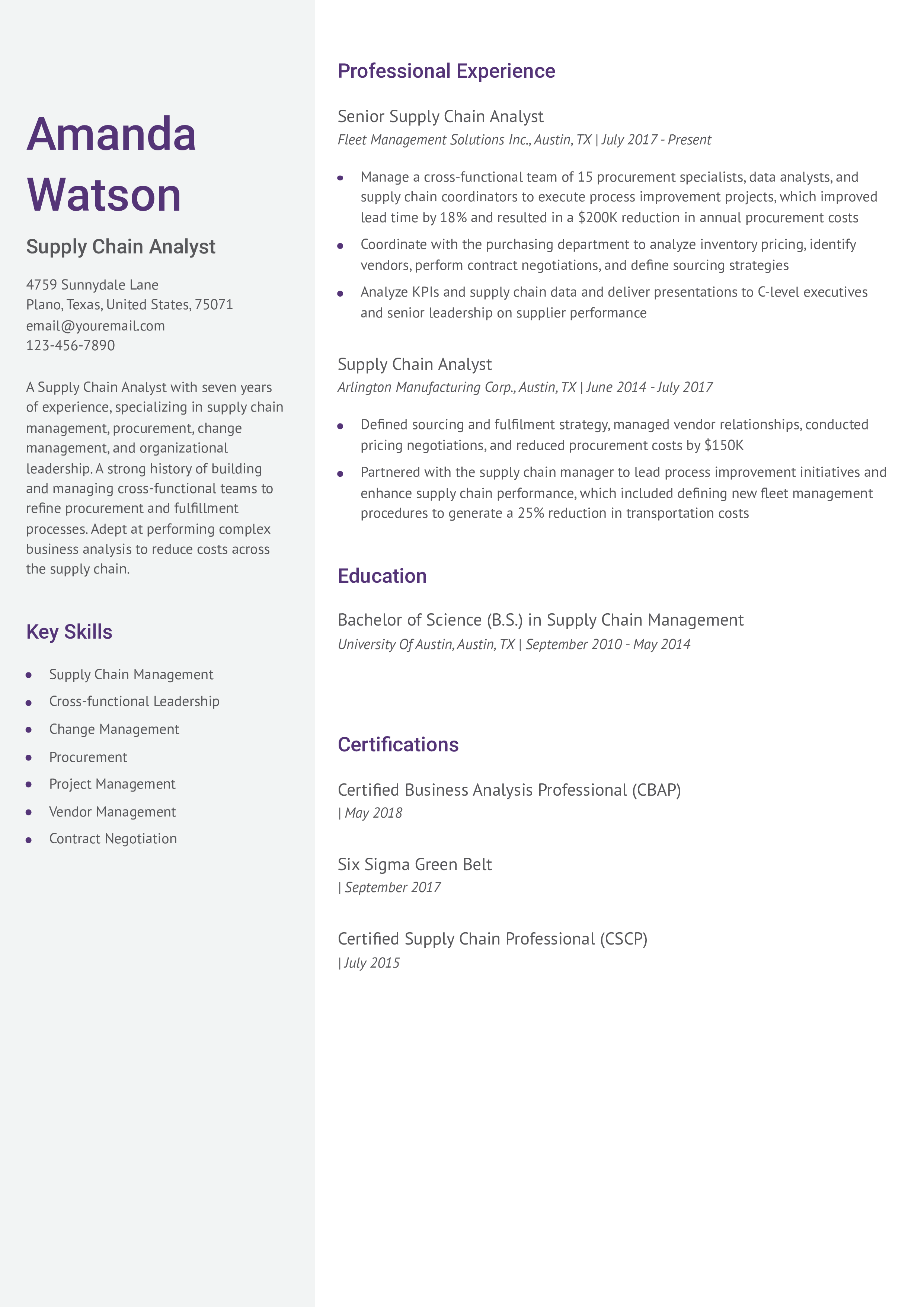 Mid-Career Resume