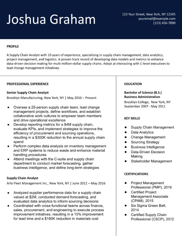 Supply Chain Analyst Resume Examples and Templates for 2024