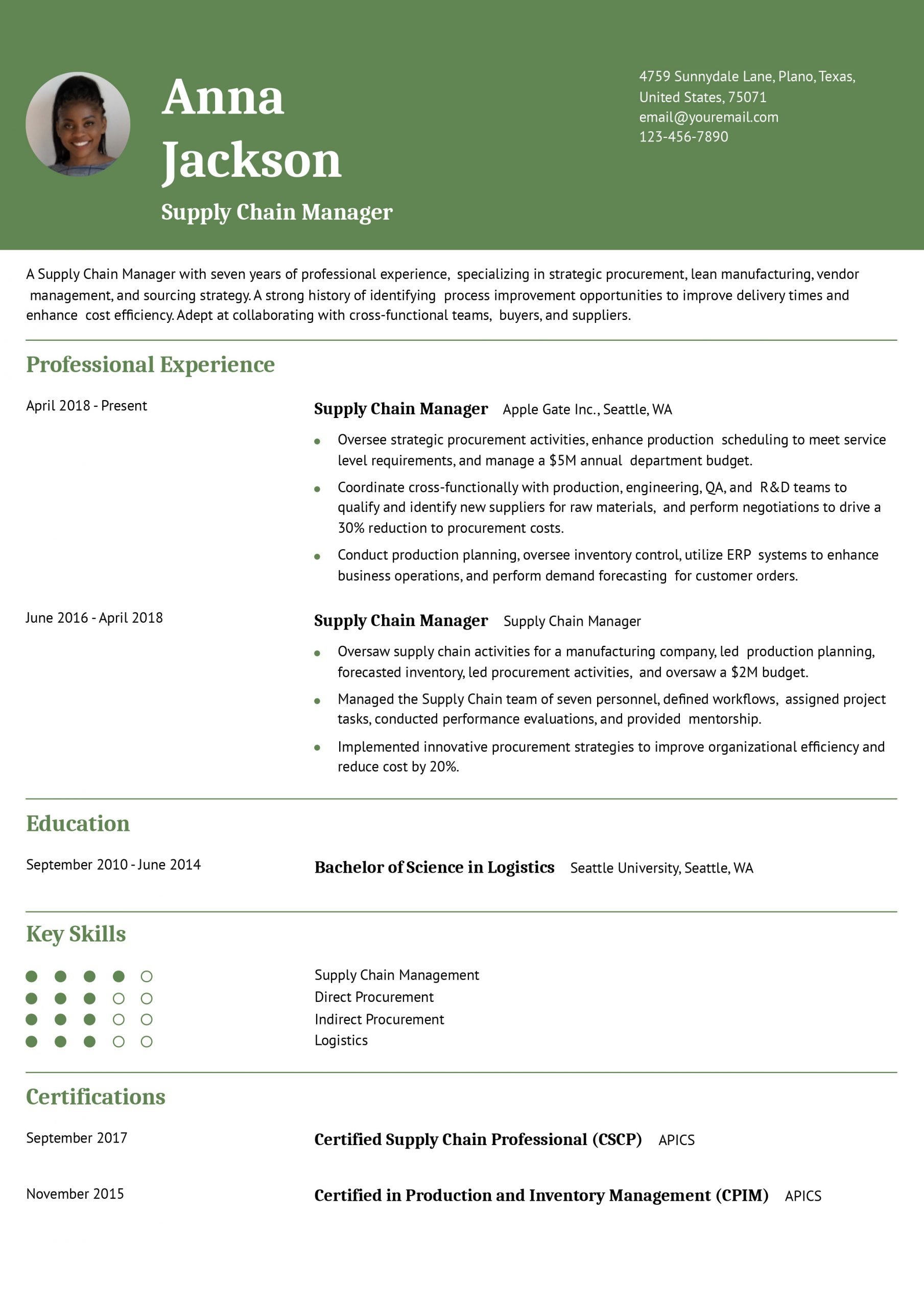 Supply Chain Manager Resume Examples and Templates for 2024