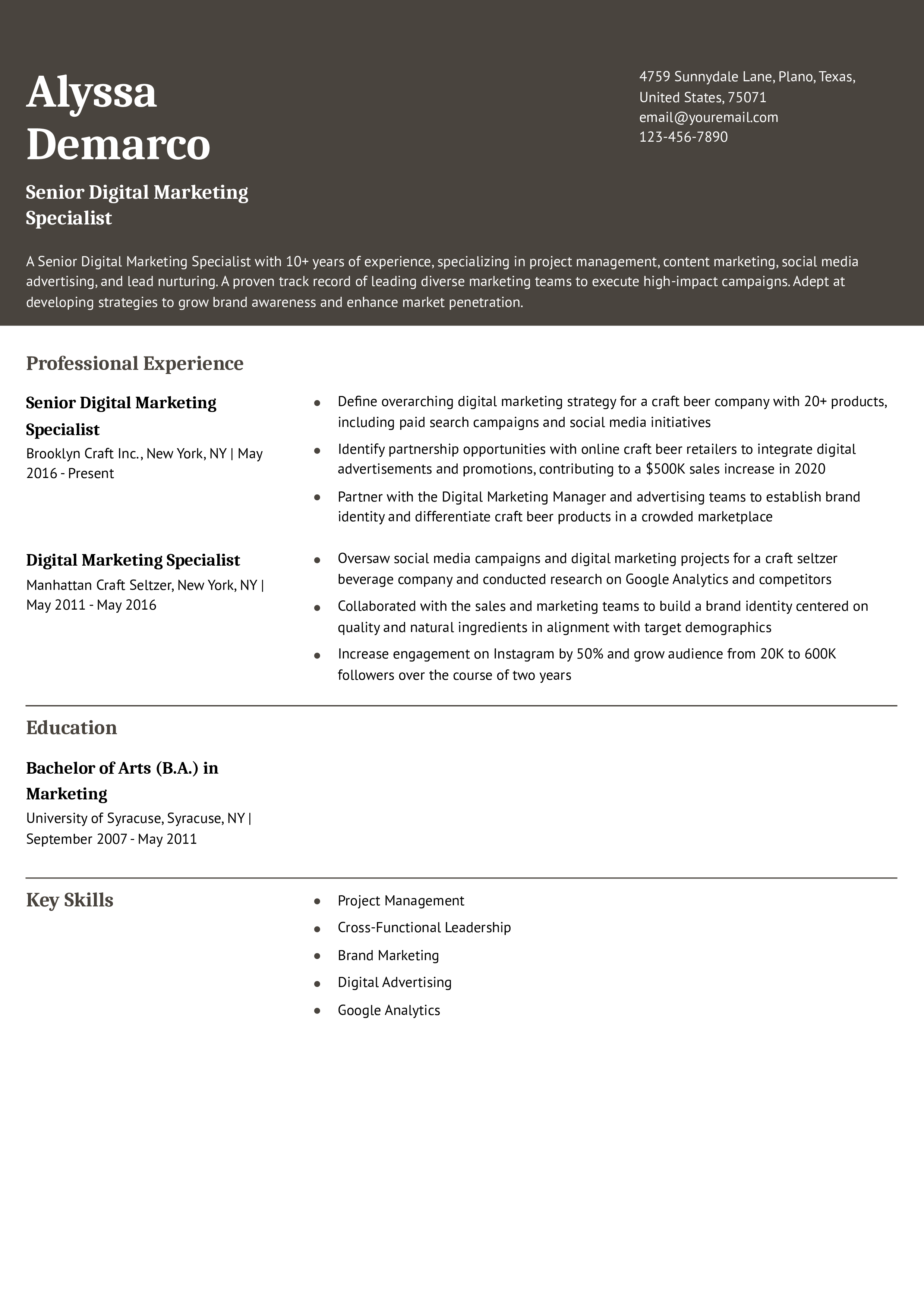 Senior-Level Resume