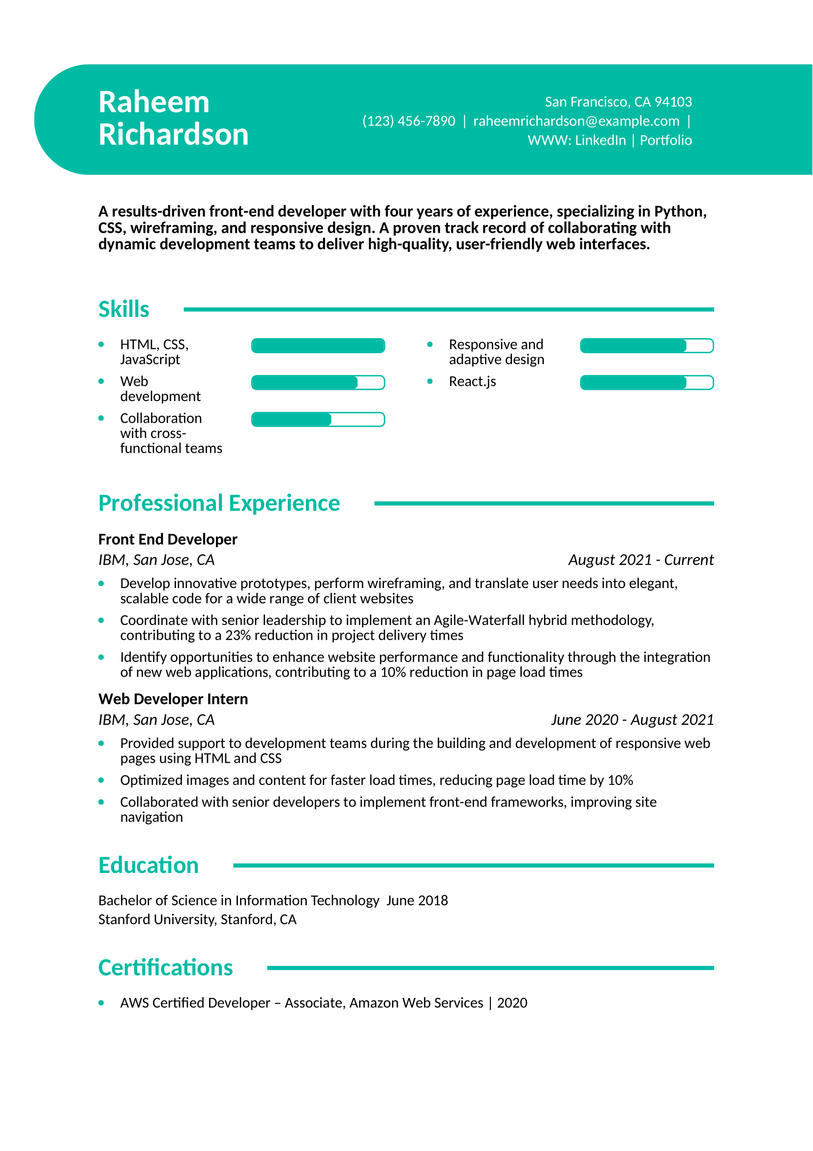 Front-End Developer Resume Examples and Templates for 2025
