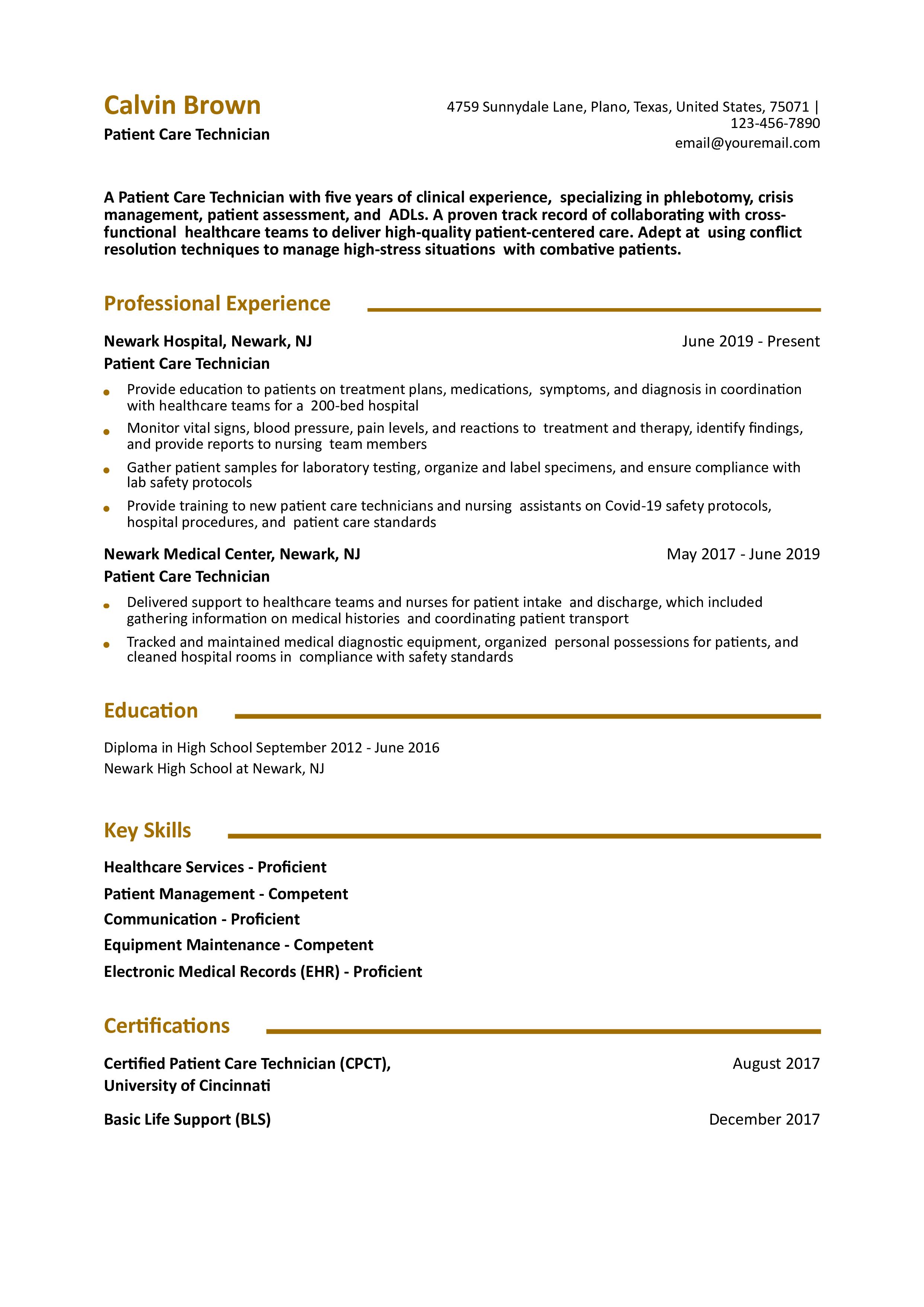 Mid-career Resume